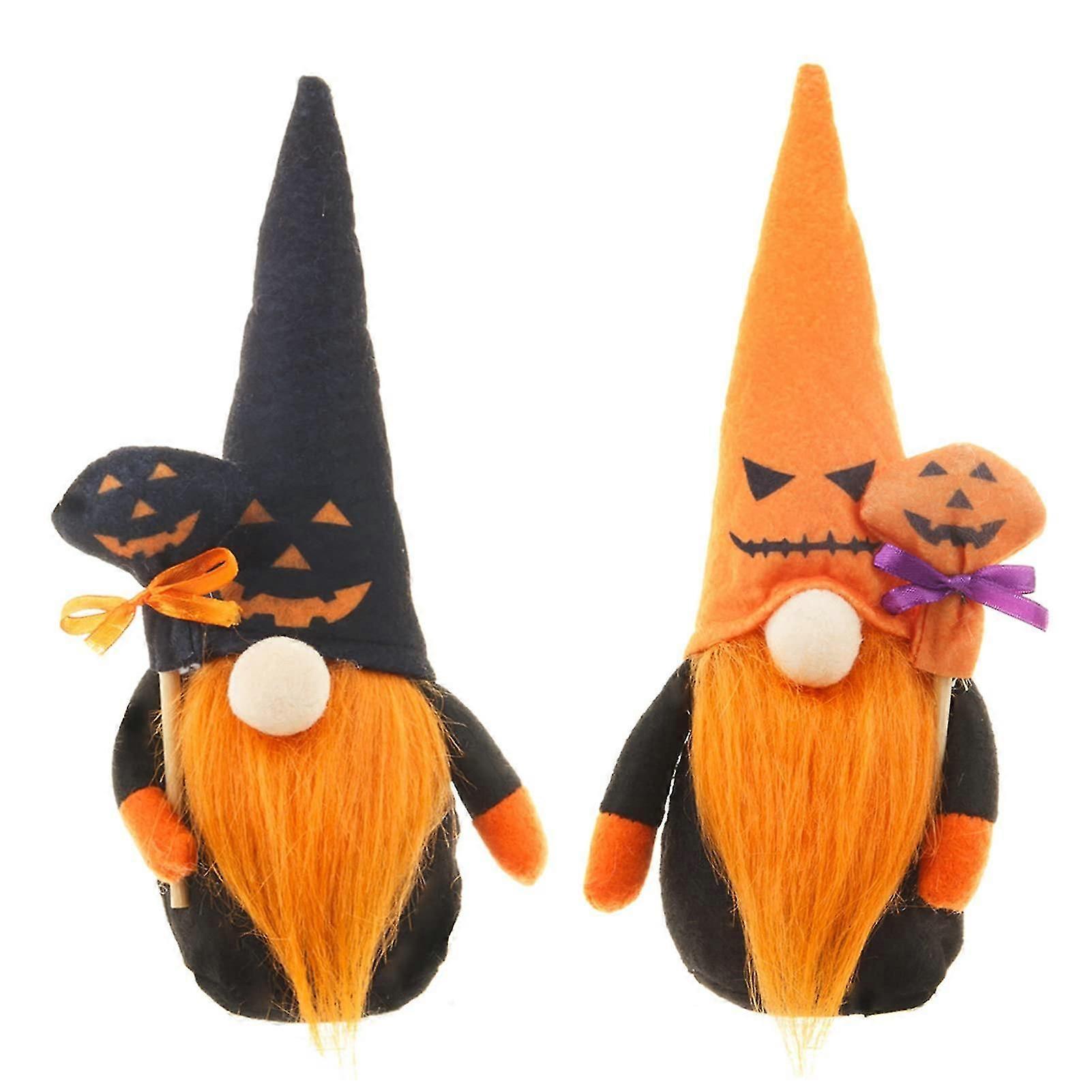 2er-Pack Halloween-Zwerge gesichtslose Plüschpuppen, für Regal-Stufen-Tablett-Display-Ornamente