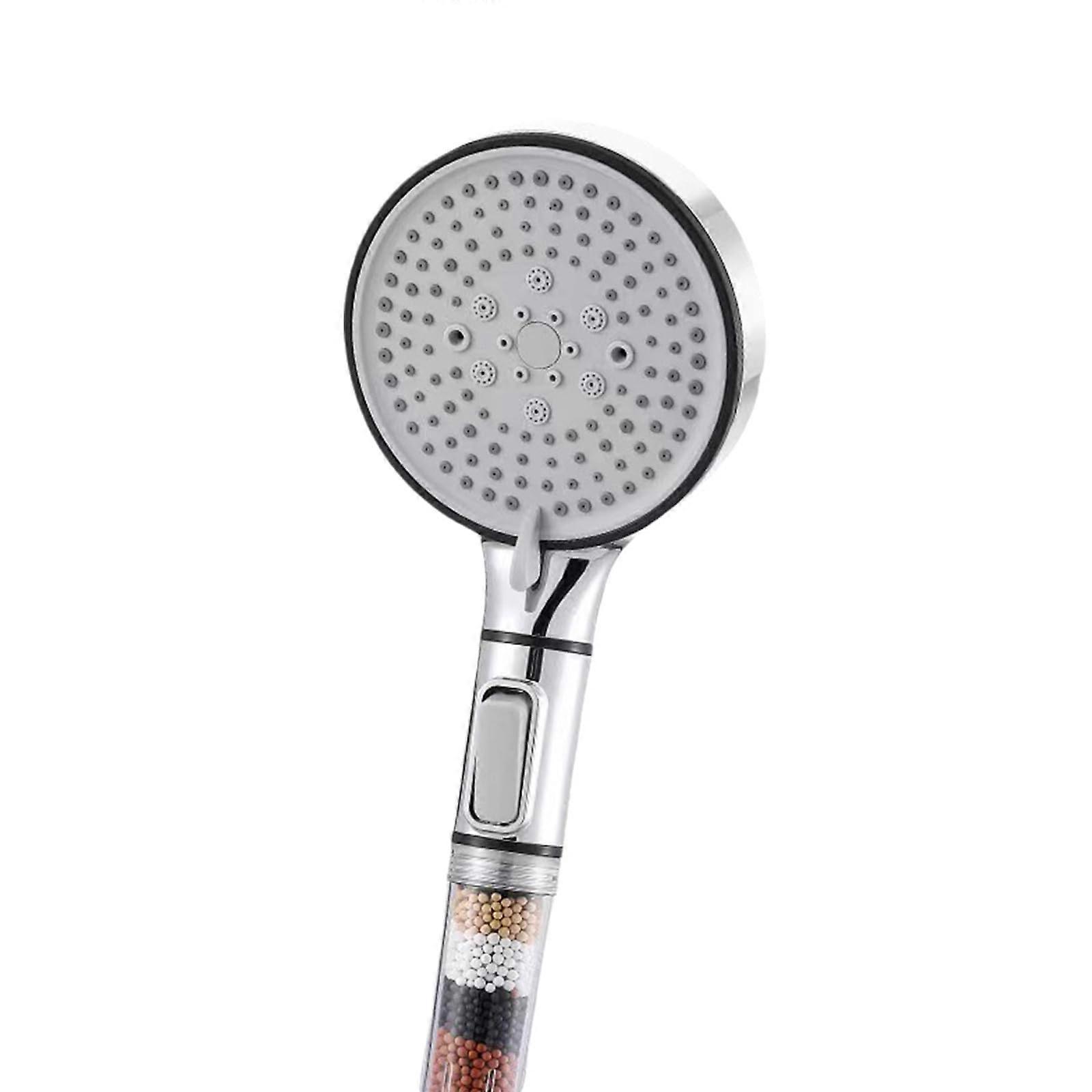 Filter Shower Head, Hard Water Filter, Large Handheld Pressure Showerhead, 3 Modes, Softener Beads, Black/Silver