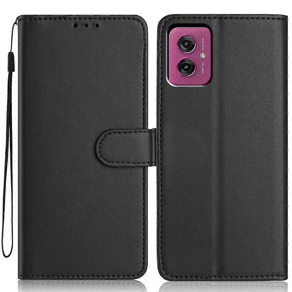 Compatible For Motorola Moto G55 5G Wallet Case with Strap / Multiple Card Slots Solid Color Leather Stand Phone Cover