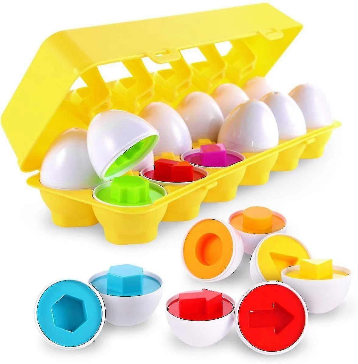 Egg Set - Toddler Toys Games Educational Color & Shapes (12 Eggs)
