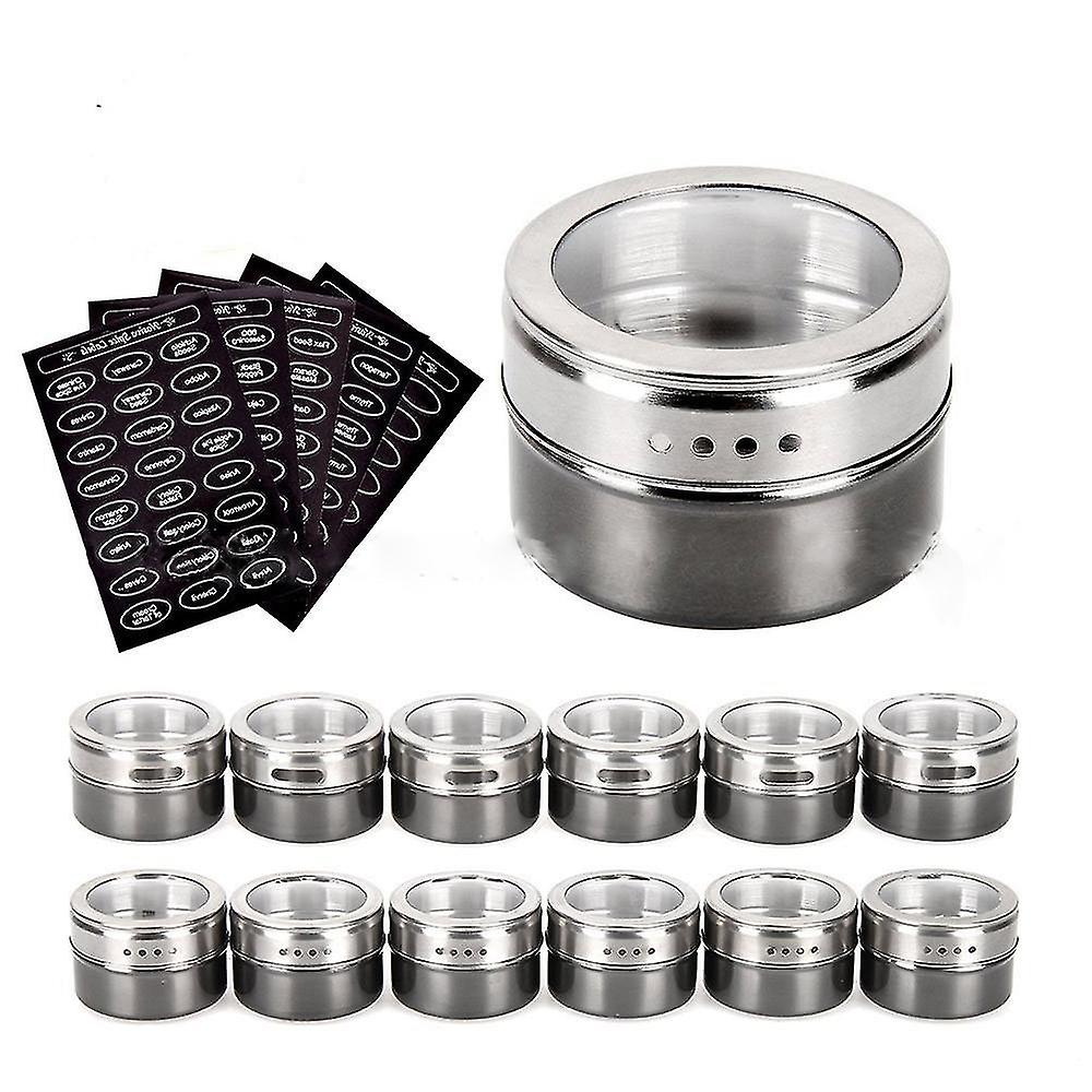 Magnetic Spice Tins And Labels 12 Pcs