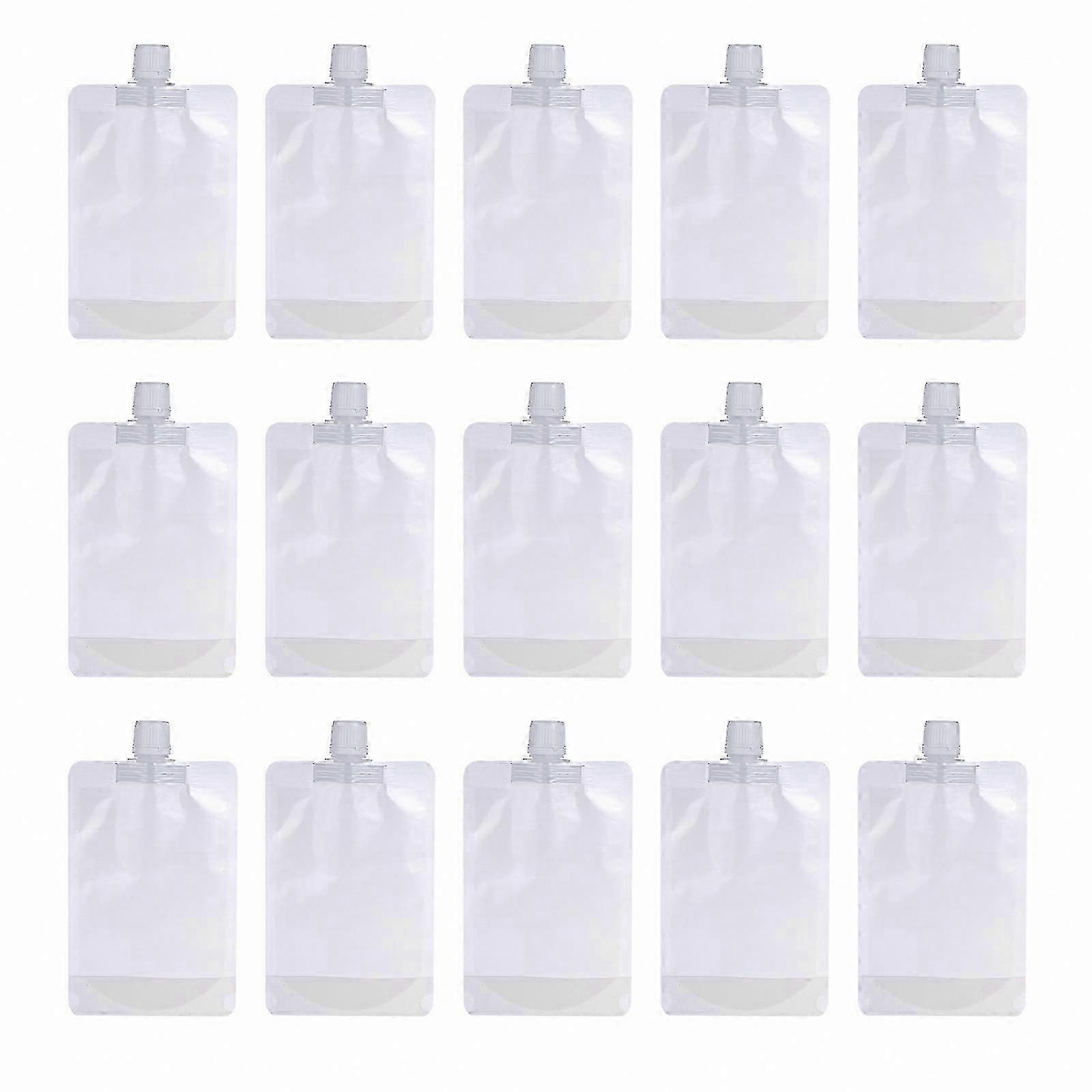 50 Pack Single-Use Beverage Pouches with Straw, Portable Stand-Up Drink Bags for Juice