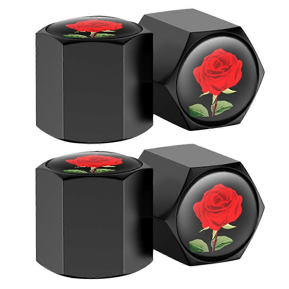 Car Tire Valve Stem Caps Red Rose Pattern for Dust Proof 20Pcs Set