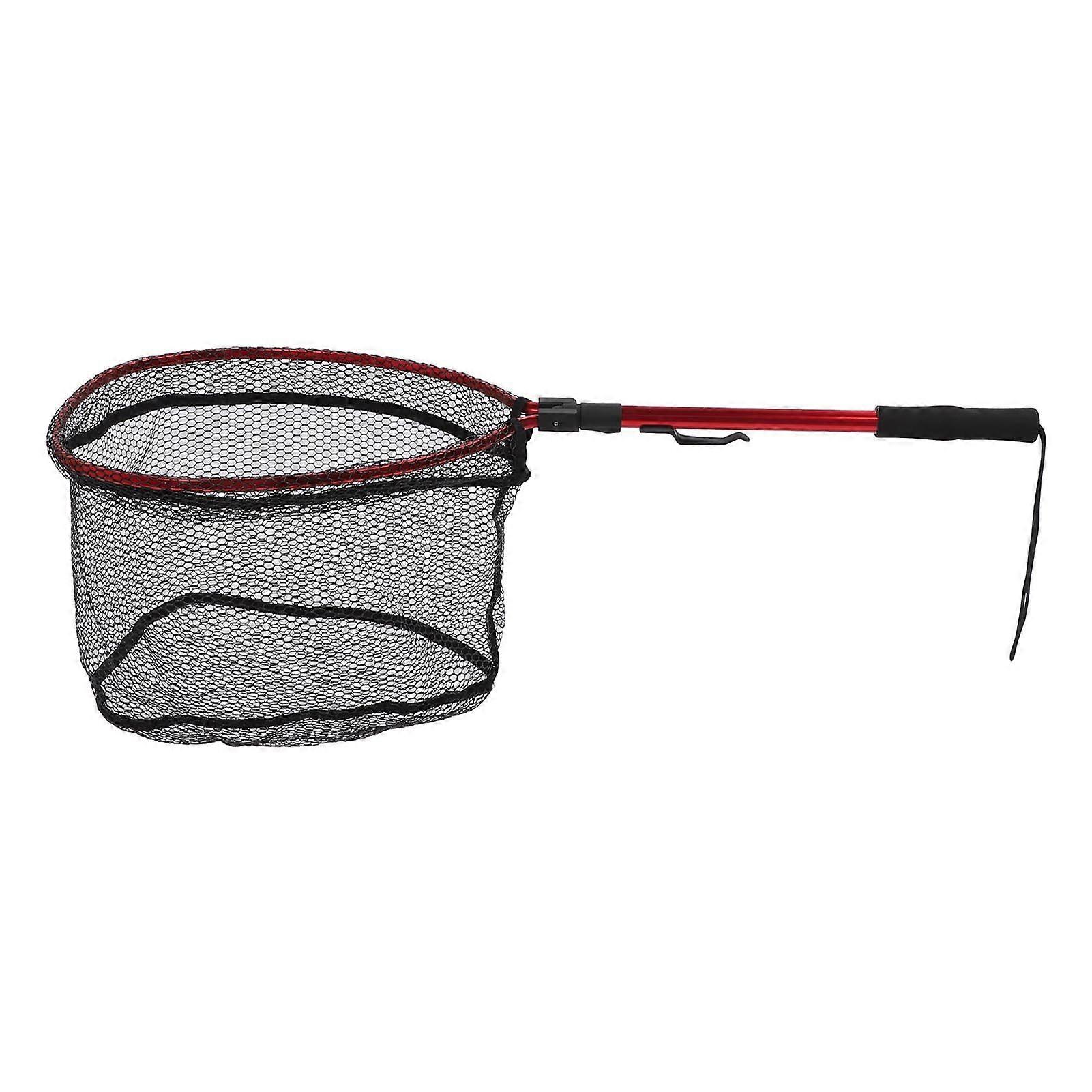 Floating Fishing Net Fish Landing Net Fish Friendly Mesh for Safe Catch Release Compact Foldable for Easy Transportation Storage Red