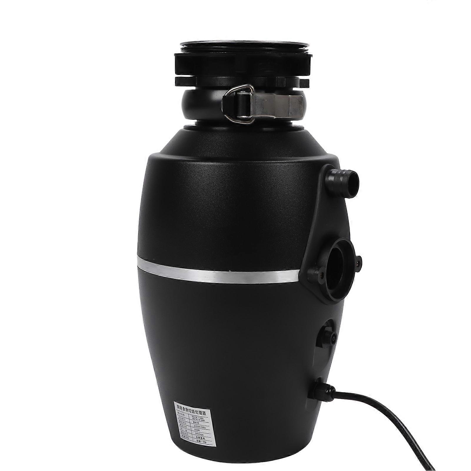 1HP Black Continuous Feed Garbage Disposal 1300mL 3800RPM US Plug