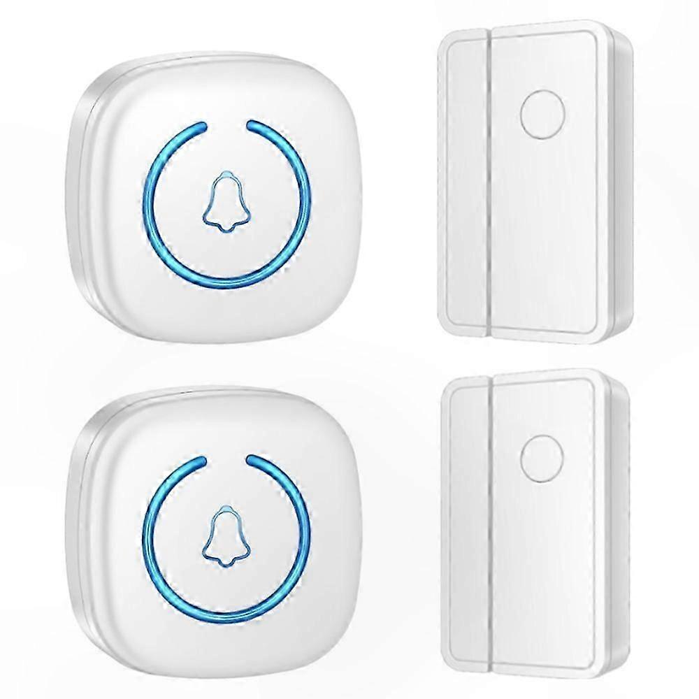 Wireless Doorbell System with 2 Transmitters and 2 Receivers for Home or Office Use