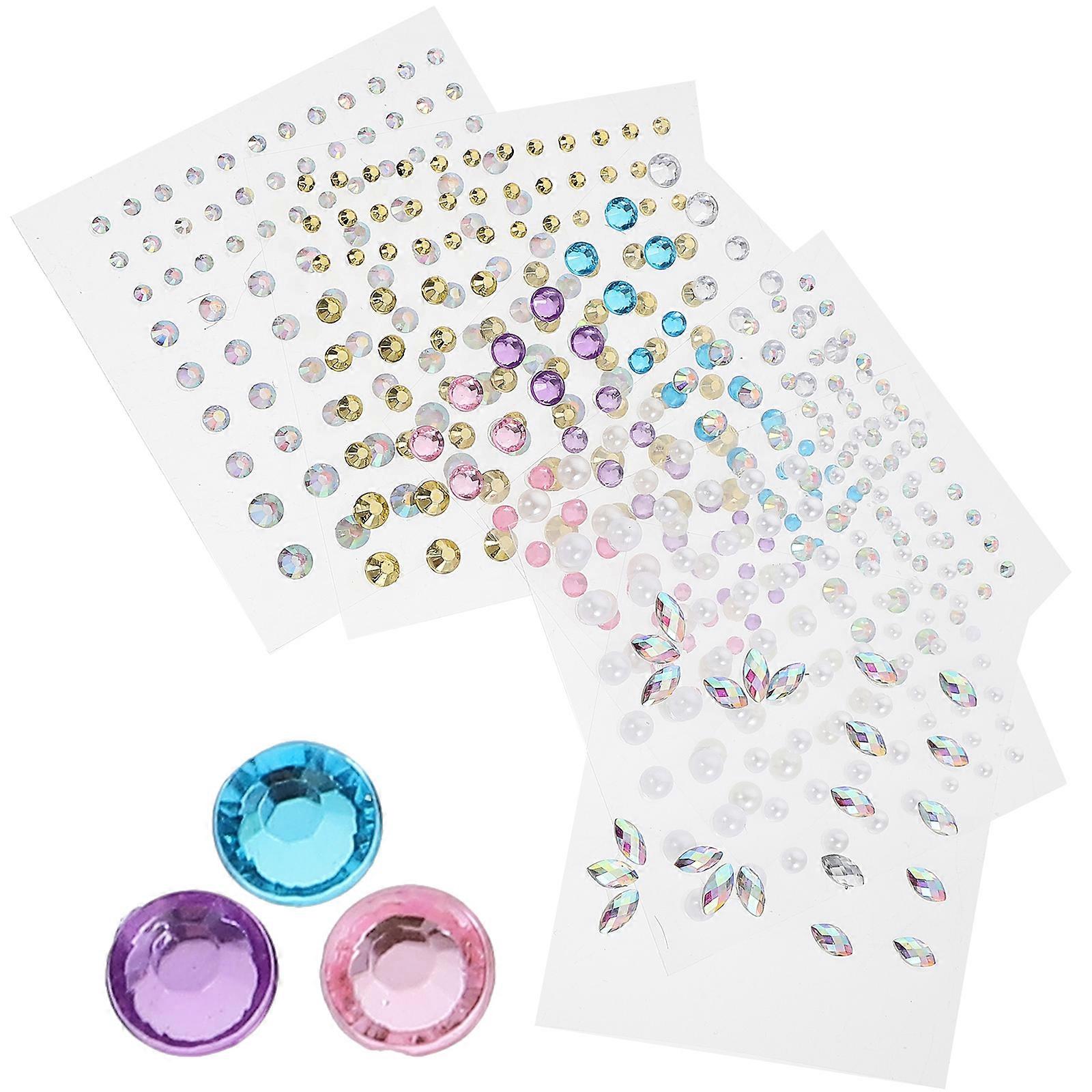 Face Jewels 6 Sheets Glitter Stickers Assorted Color Makeup Accessories for Women Festival Party Dress-Up Occasions