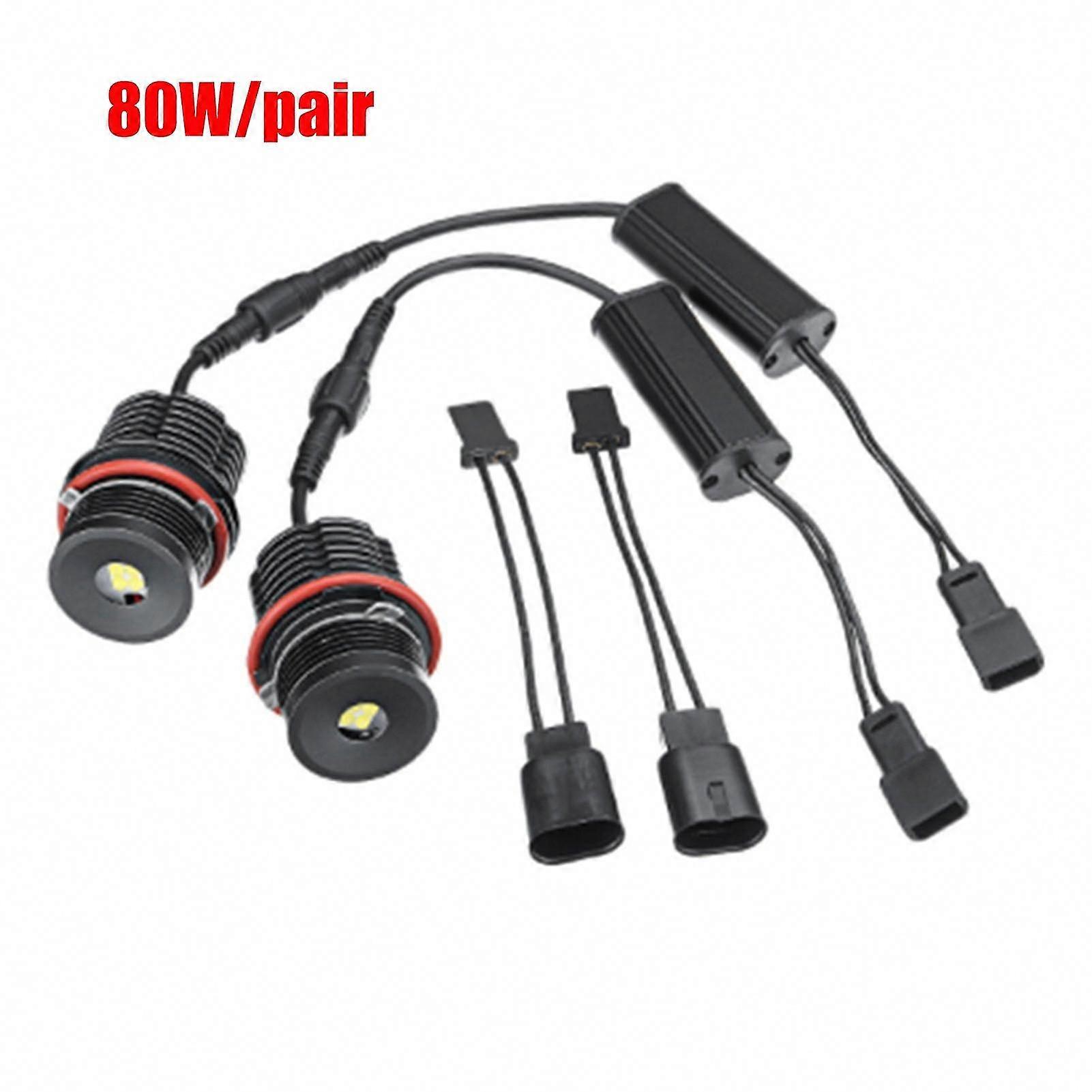 80W LED Angel Eyes Halo Ring Marker Lights Bulb Replacement for  X5 E39 E53 E60 E63