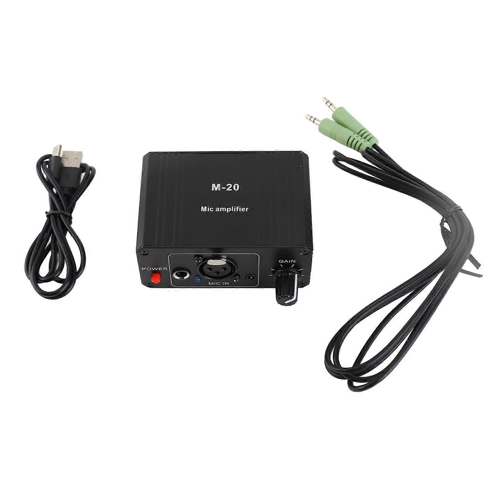 Microphone Preamp High Gain 48V Phantom Power XLR Output Mic Preamplifier for Dynamic and Condenser Microphones Booster