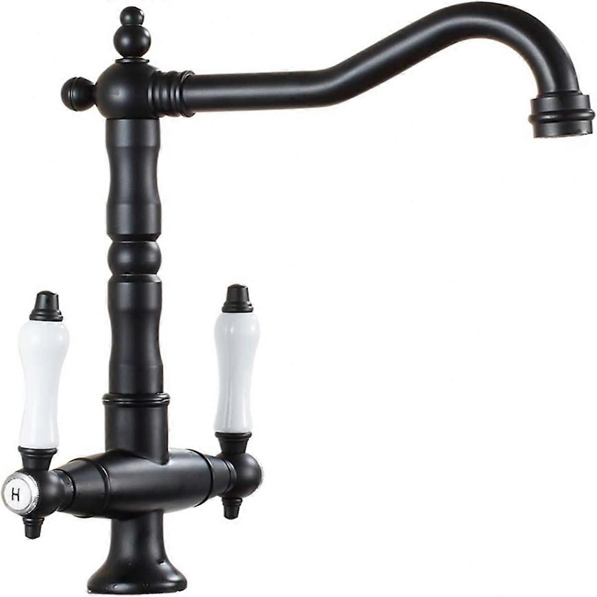 Retro Black Kitchen Faucet, Two Handle Single Handle Kitchen Faucet, 360 Swivel Sink Faucet, Kitchen