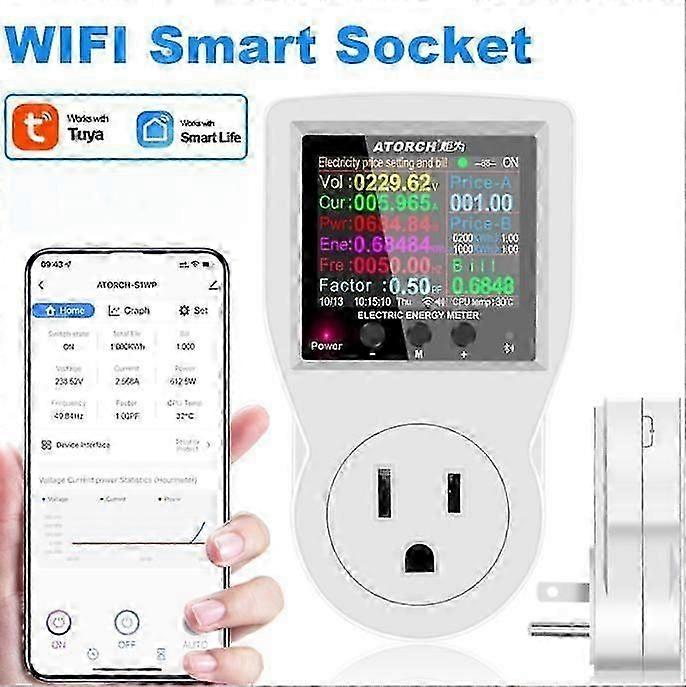 Intelligente Messsteckdose, WLAN-Stromversorgungsstatistiken, Remote-Wireless-Schalter, geeignet für Apple Android, EU / UK / AU-Stecker