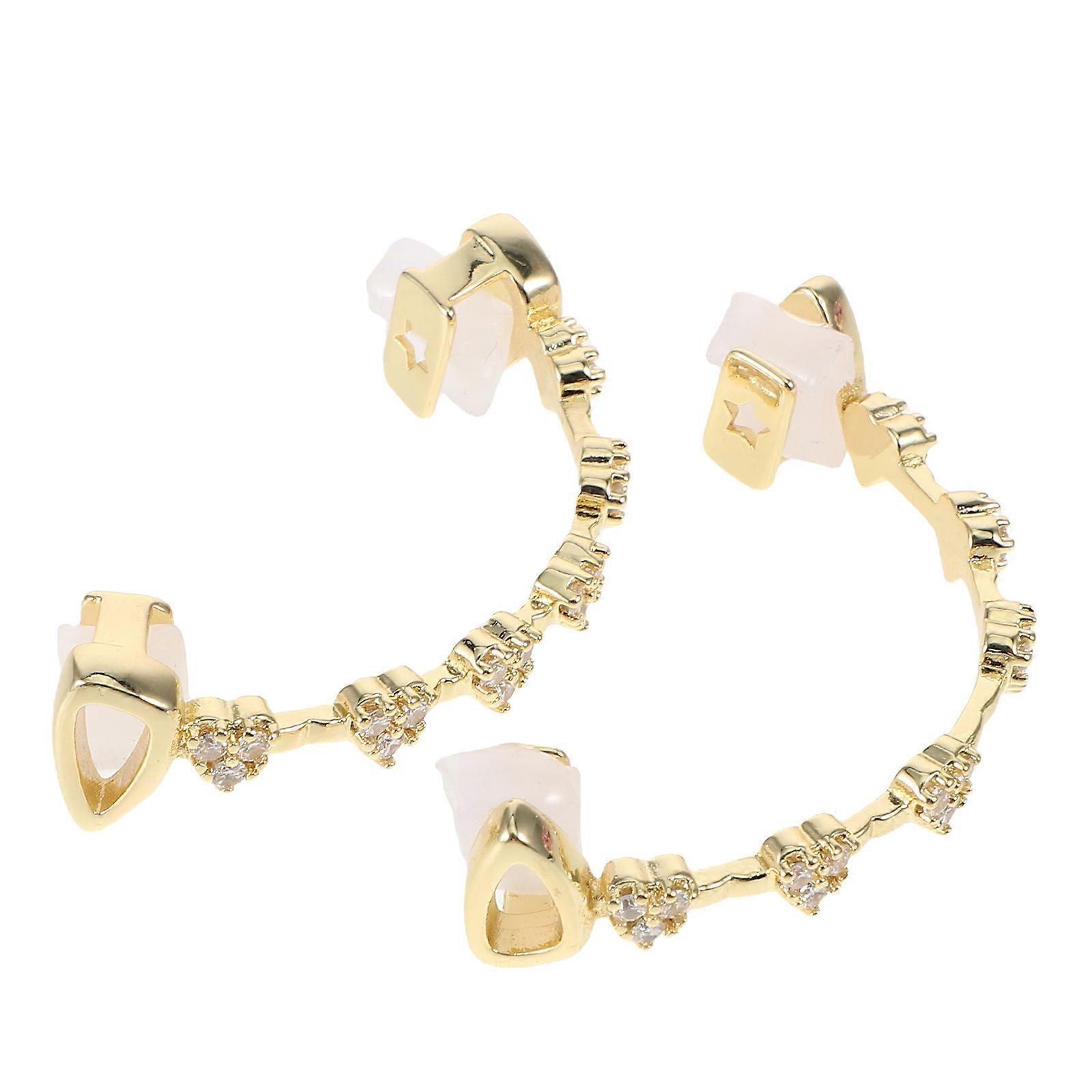 Gold Plated Rhinestone Grill Teeth Men for 4Sets Hip Hop Mouth Accessory