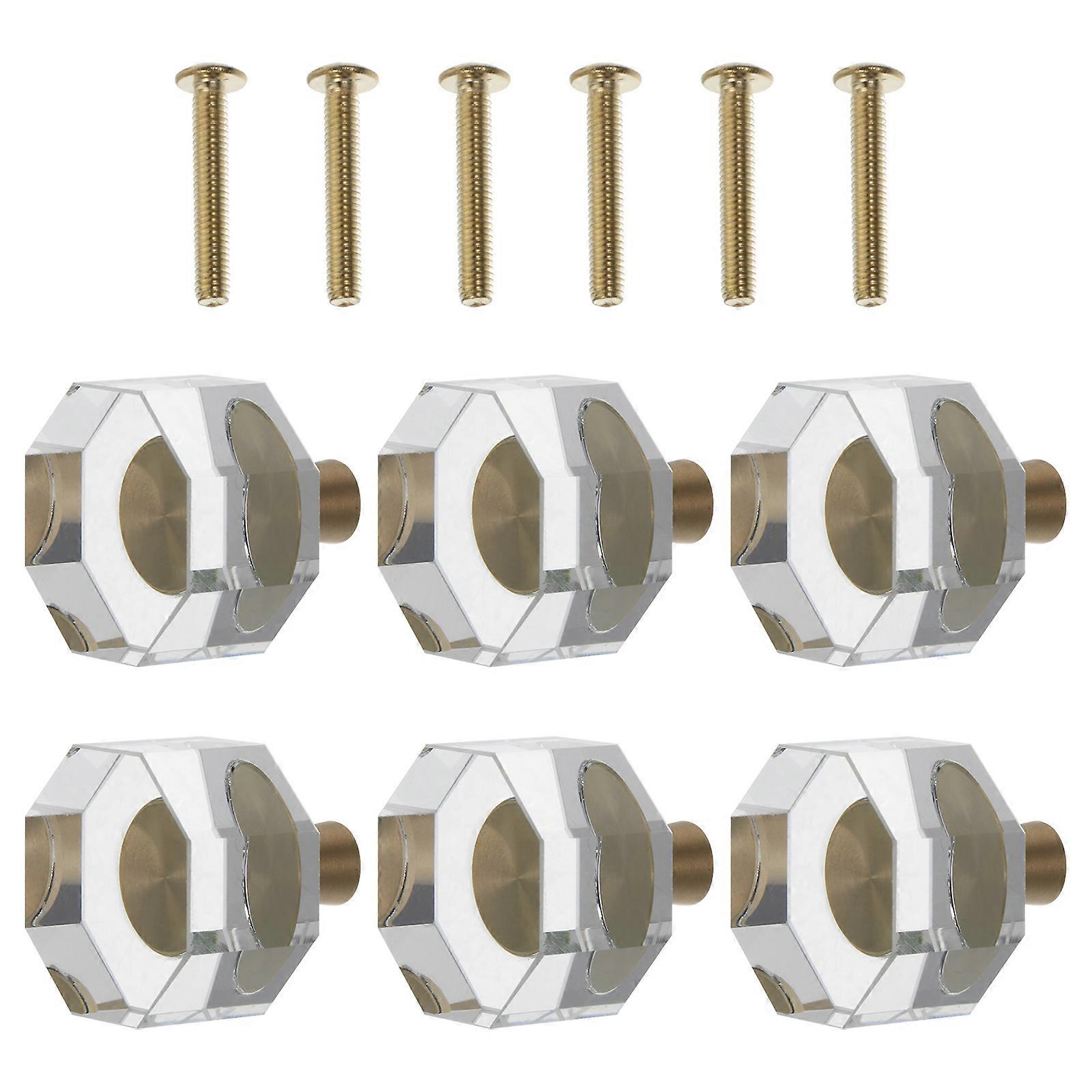 Glass Crystal Knobs Simple Drawer Pulls for Decoration 6Pcs Set