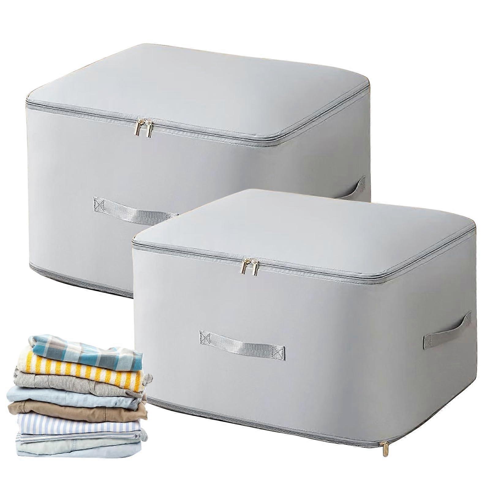Compression Storage Bags Expandable 2Pack SelfCompression Organizer Grey XL/L For Comforters And Clothes