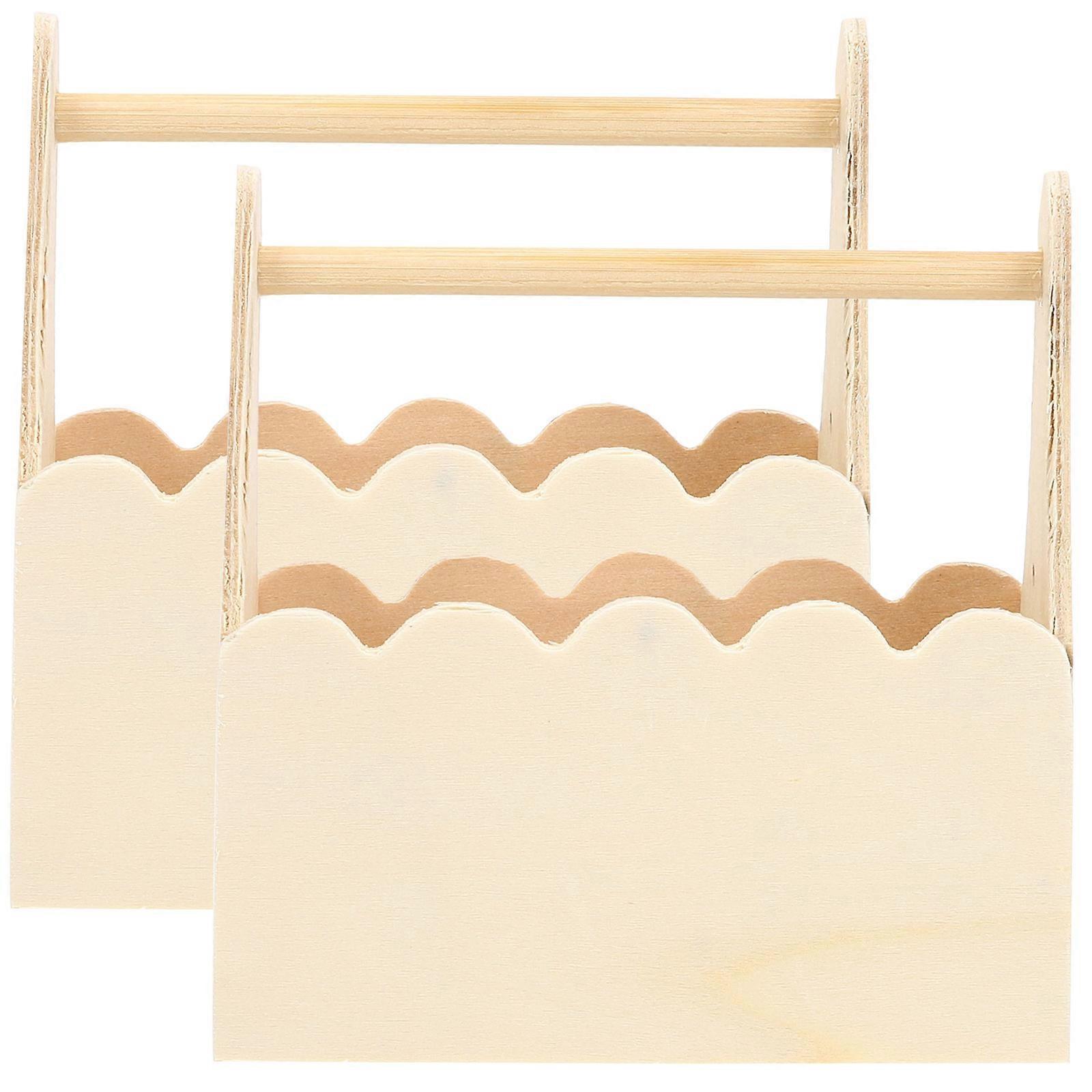 4Pcs Unfinished Wooden Baskets Ideal For Kids Storage DIY Painting Unique Shape For Various Occasions