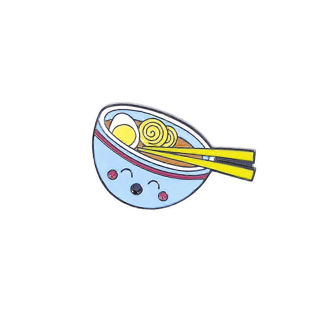 Funny Enamel Brooch Noodles And Bowl Design Accessory For Ladies Multi Elegant 1Set