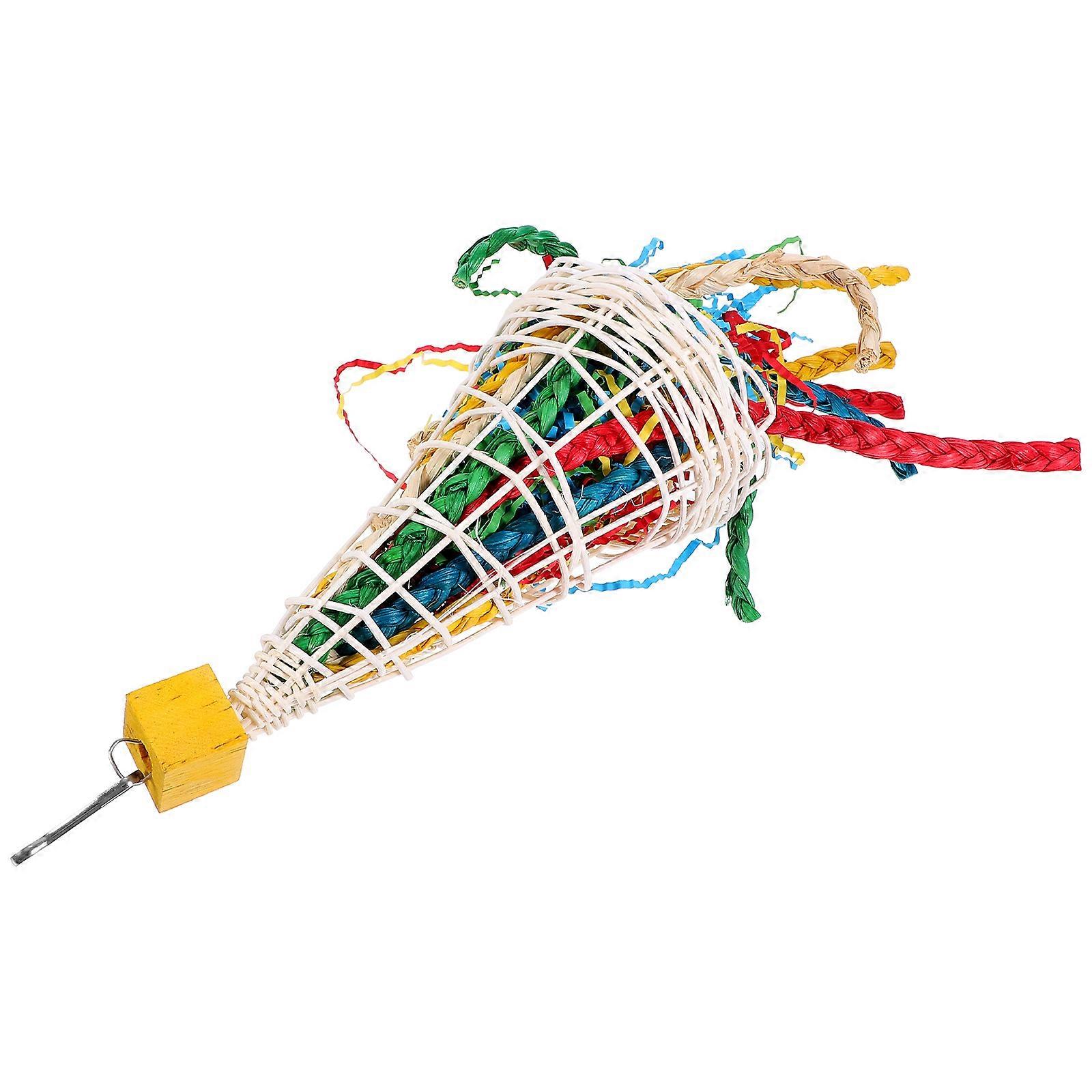 Hanging Wooden Parrot Chew Toy Bird Foraging 5Pcs Cage Plaything