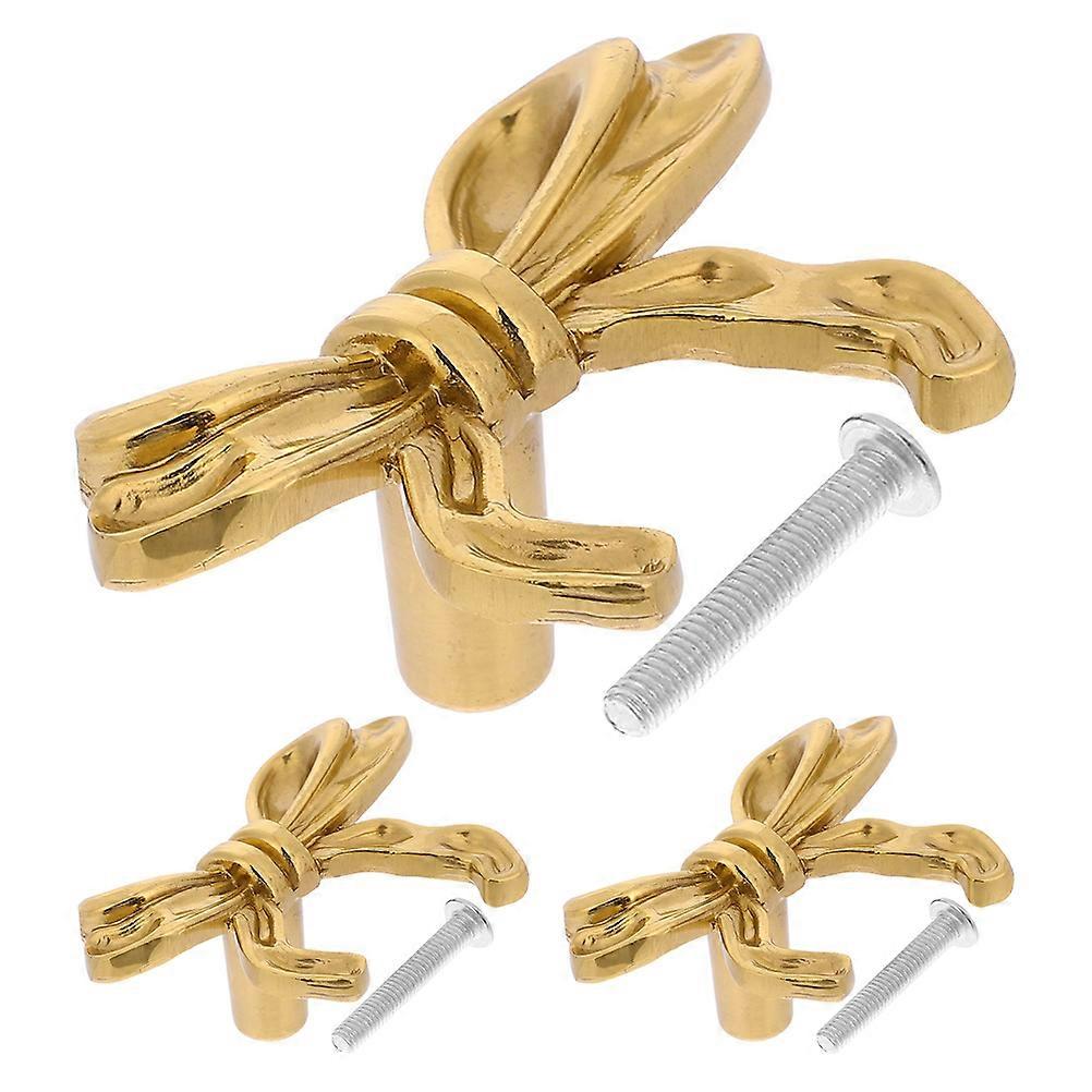 Decorative Brass Bow Knobs for Kitchen Handles 6Pcs Vintage Style Pulls
