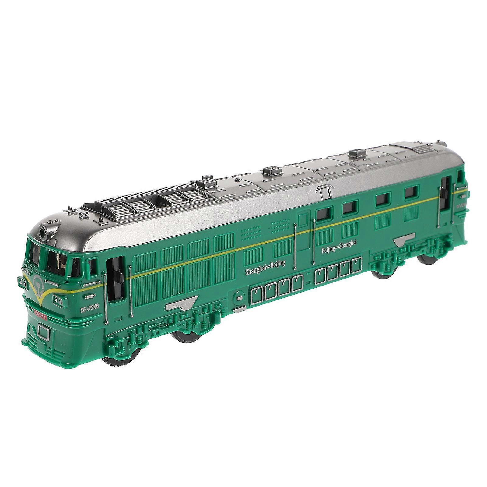 3Pcs Retro Style Green Train Simulation Model Toy For Kids Inertia Powered Interactive Play Time