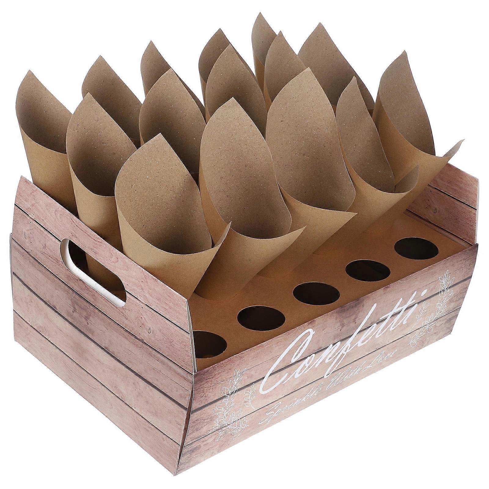 4 Set Paper Cone Holders For Wedding Party Event Flowers Storage Cone Shape Classic Stylish Decor