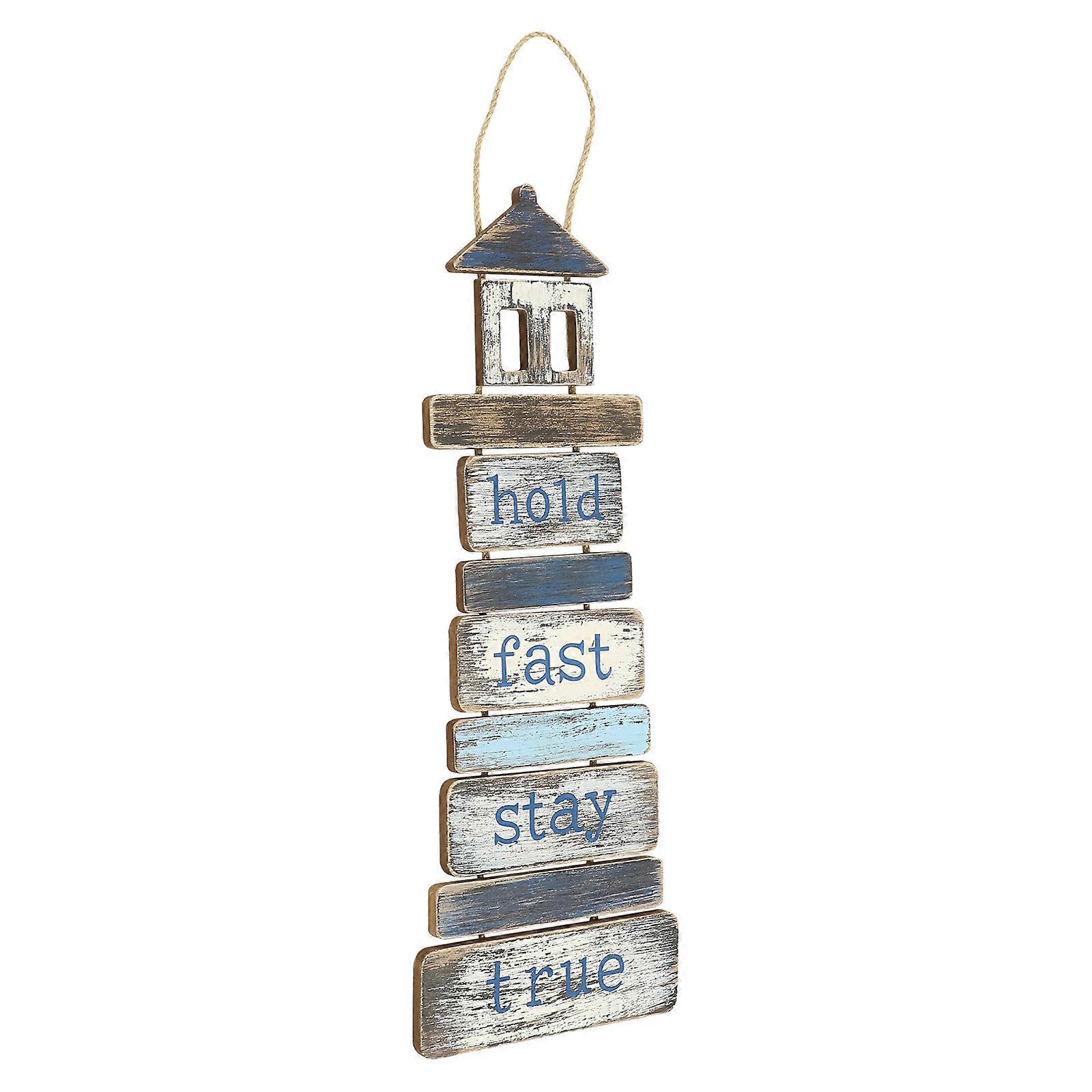 Mediterranean Wooden Lighthouse Welcome Sign for Decor 2Pcs Set