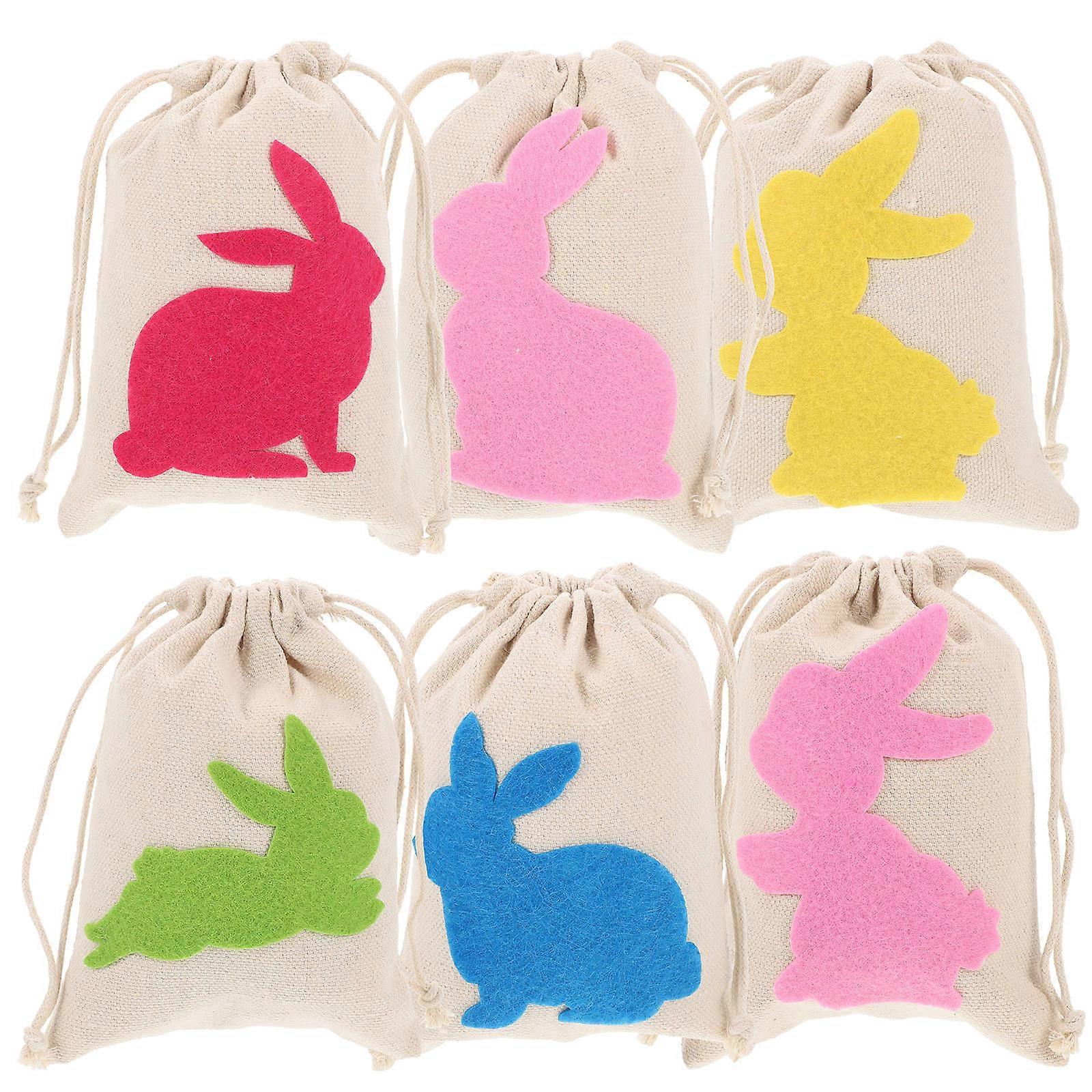 Drawstring Gift Bags Easter Small Gift Bags Rabbit Design for 18Pcs