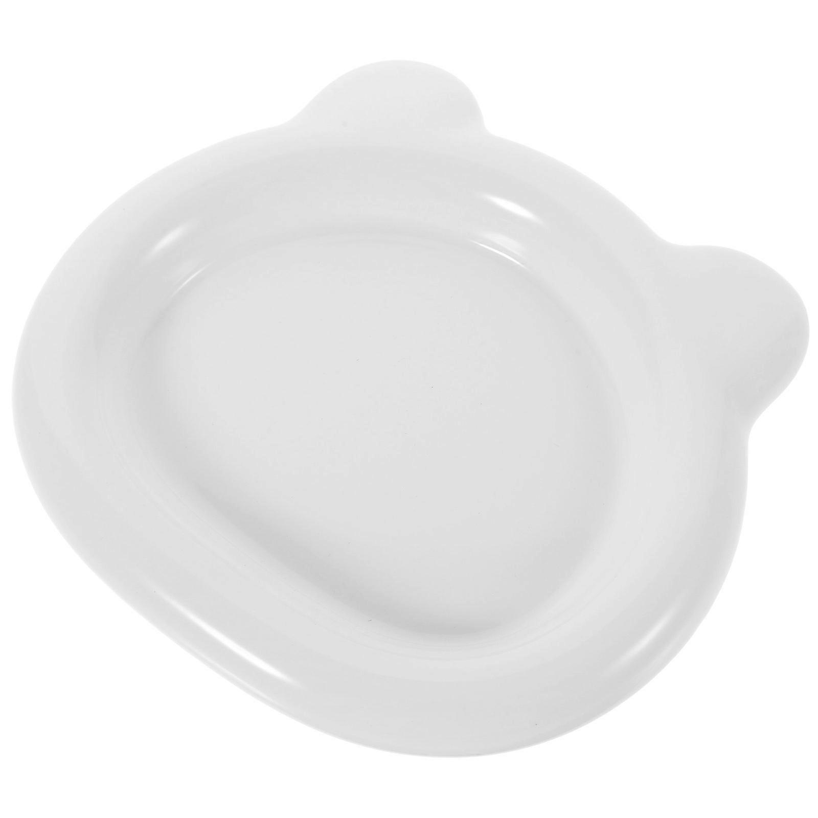 White Ceramic Jewelry Tray Bear Head Shape for Storage Use 4Pcs Decorative