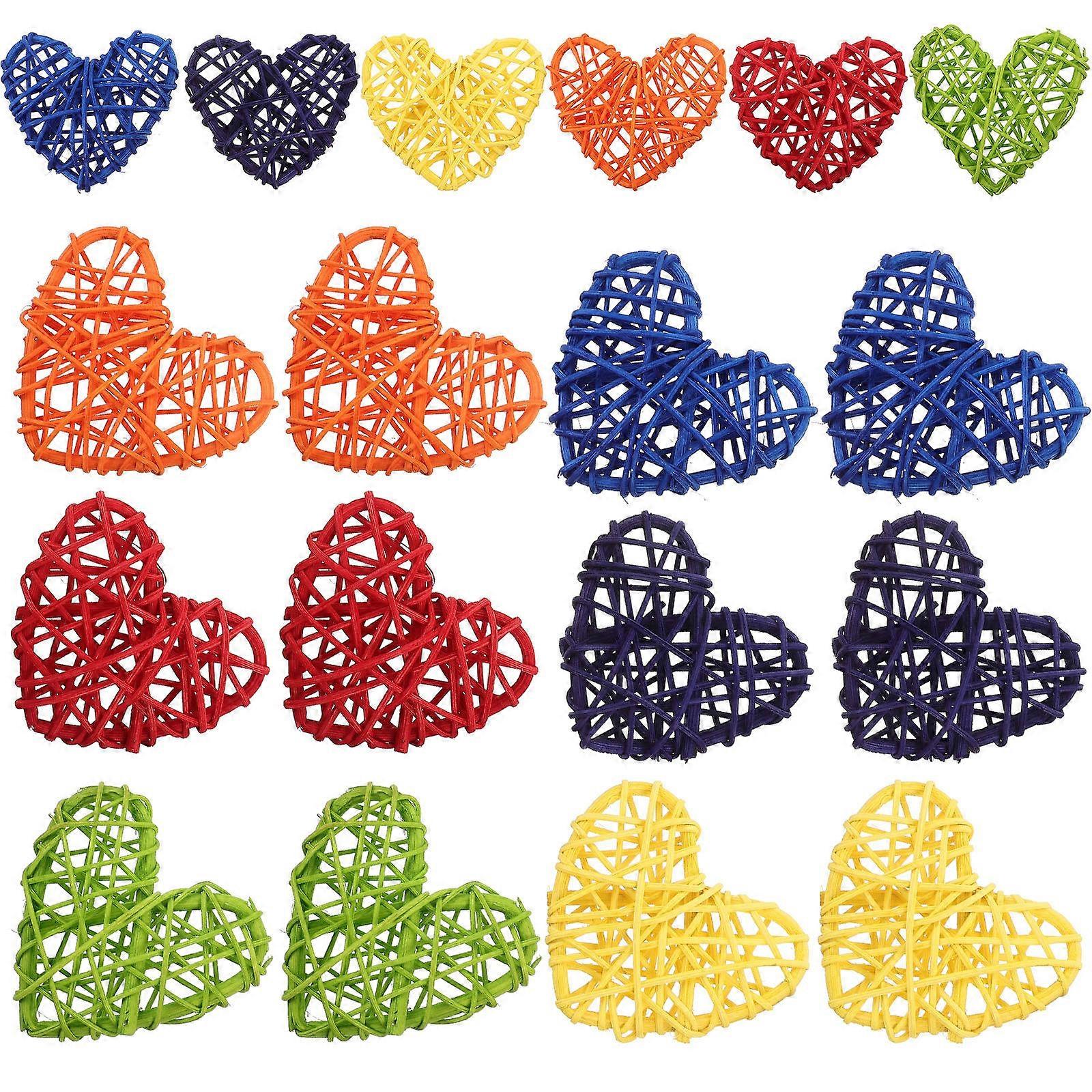 Rattan Woven Heart Shape Hanging Pendants 30Pcs for Decorative Use