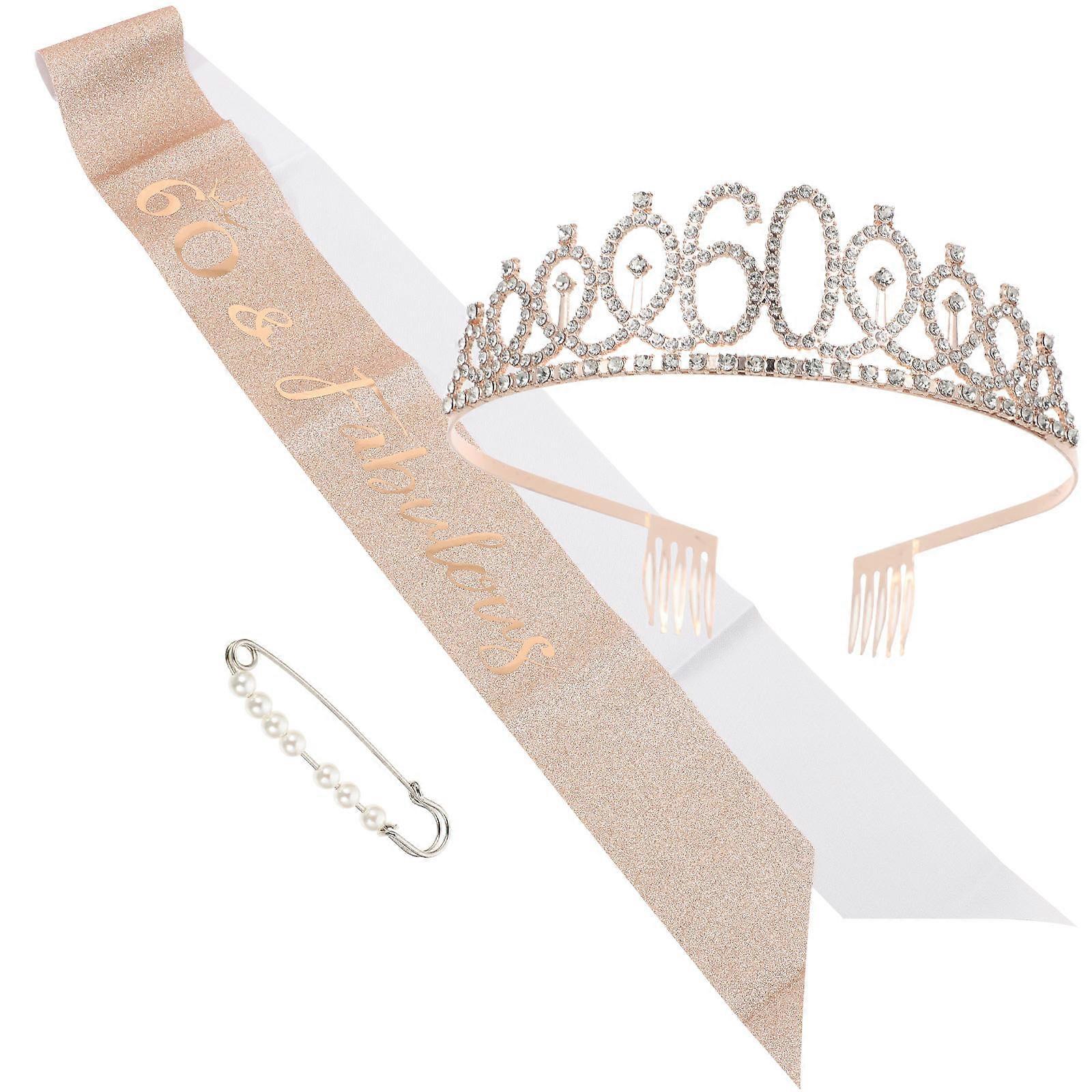 Birthday Crown Set for Party with Decorative Crown Sash 4Sets