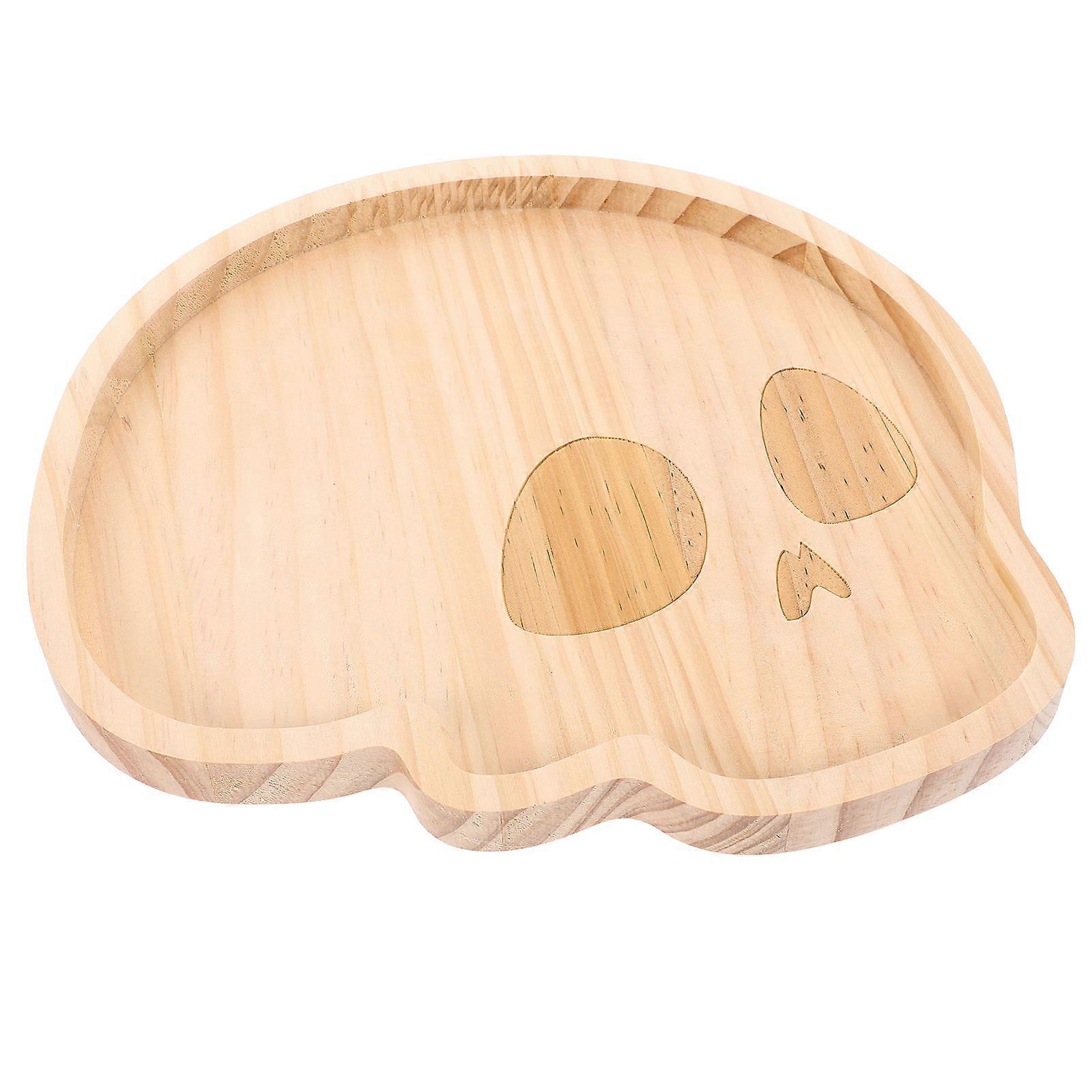 Halloween Skull Head Wood Plate for Snack Serving 5Pcs Bundle
