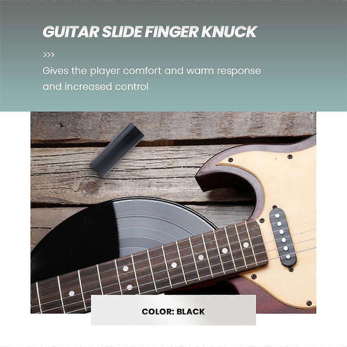 1 stk. guitar slide sort rustfrit stål fingerkno