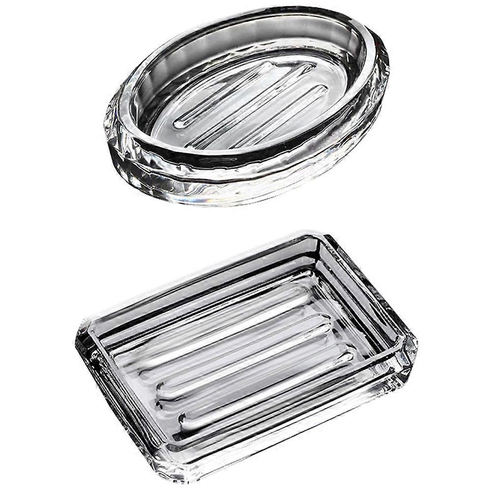 Glass Soap Storage Box Soap Tray for Bathroom Use 4Pcs Transparent Holder