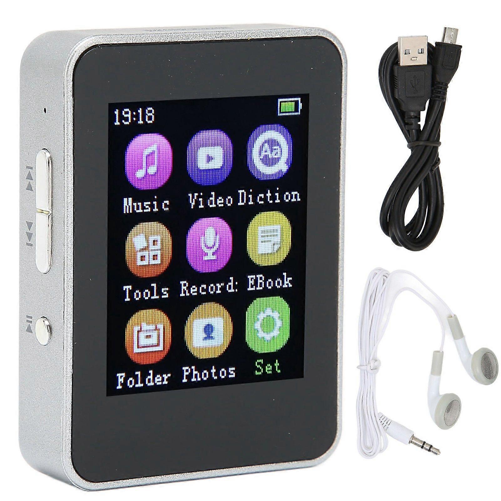 T7 MP4 Player 1.8inch Large Screen Music Player with FM Radio Recording Function for Walking RunningSilver 8GB