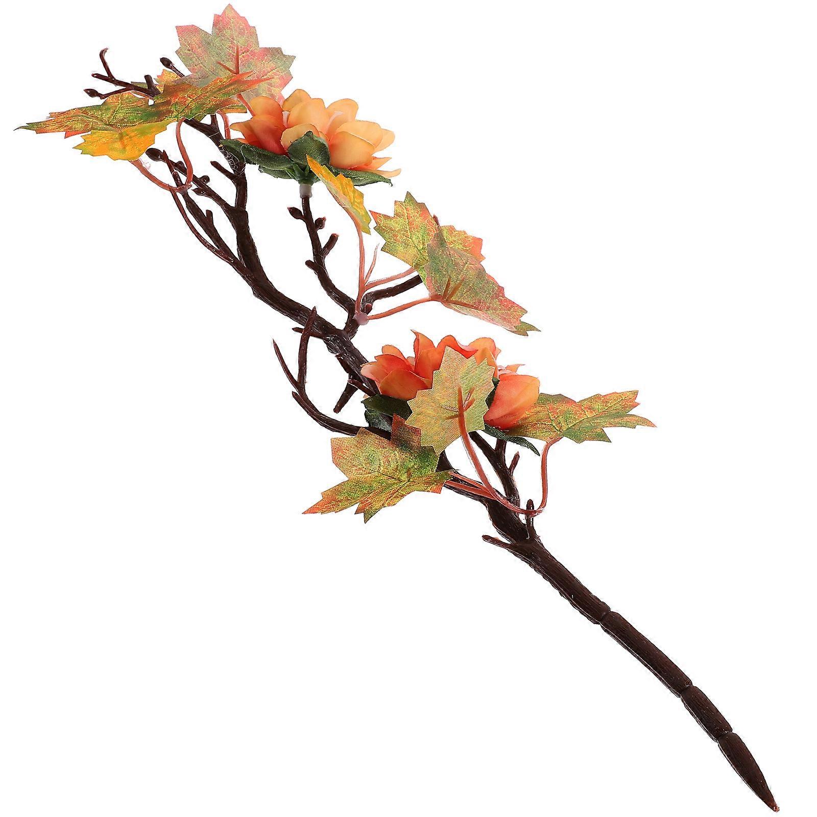 Household Maple Leaf Branch Decor for Autumn 3Pcs Faux Maple Leaf