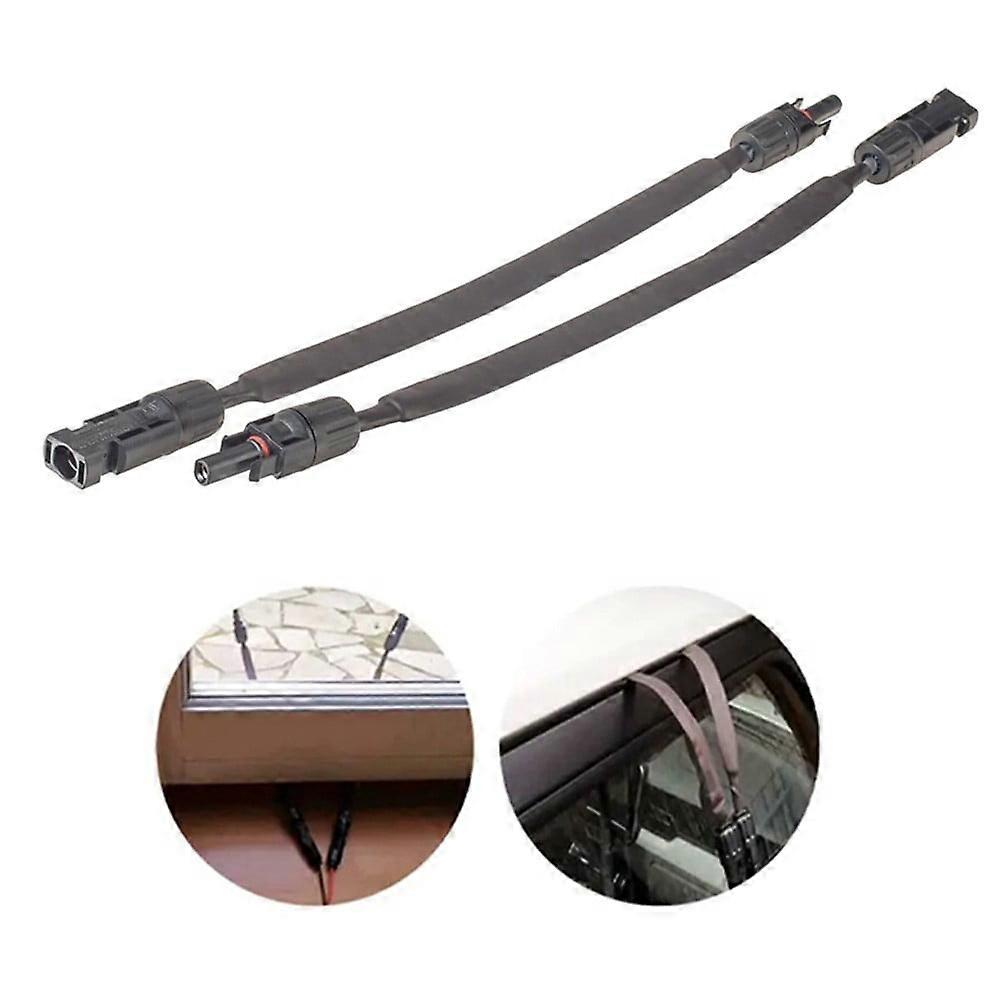 1Pair PV Solar Cable Feedthrough 35cm Cable Copper Flat Connection Cable Balcony