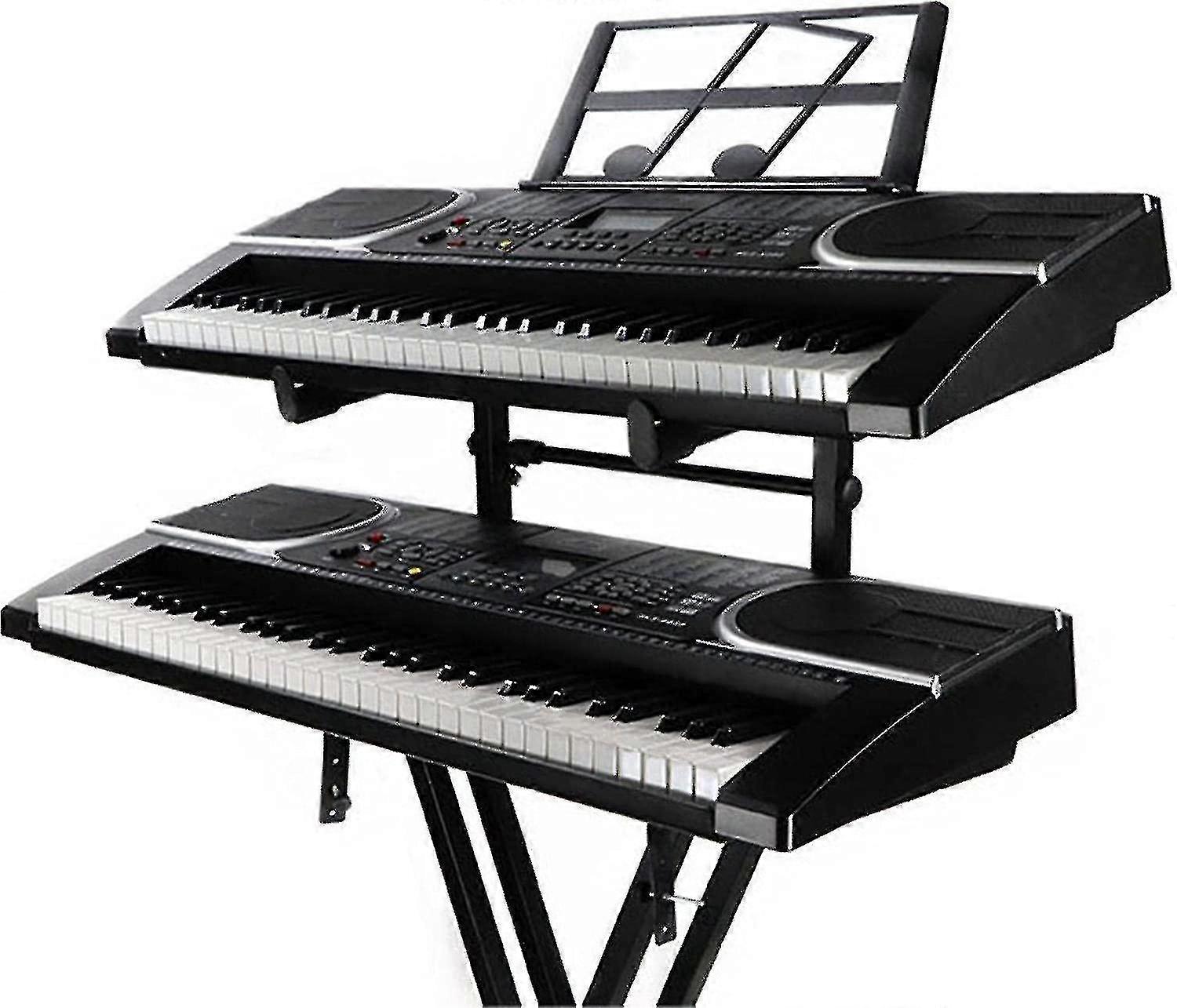 Universal Double Keyboard Stand - Second Tier Electronic Organ Holder Rack | Portable Piano Stand Musical Instrument Rack With Adjustable Height