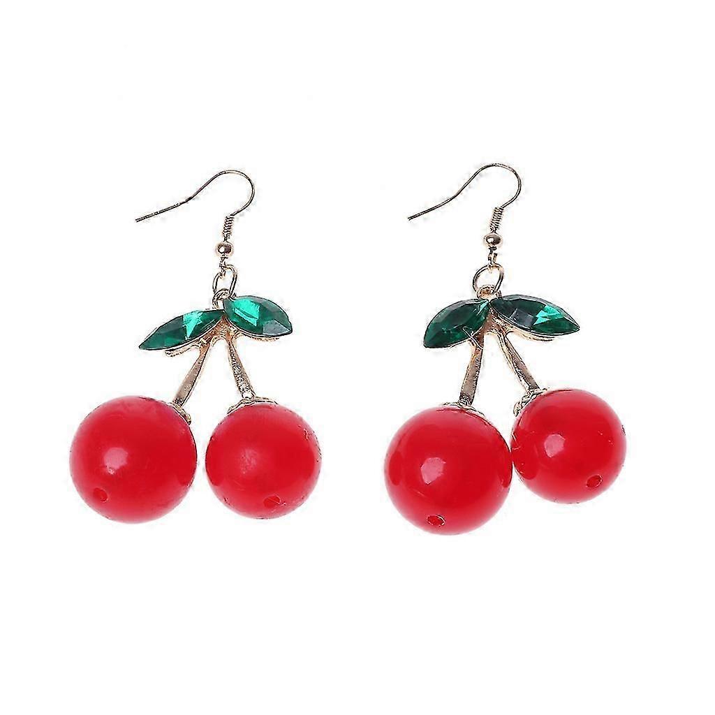 Red Cherry Small Stud Earrings South Korean Style for Women's