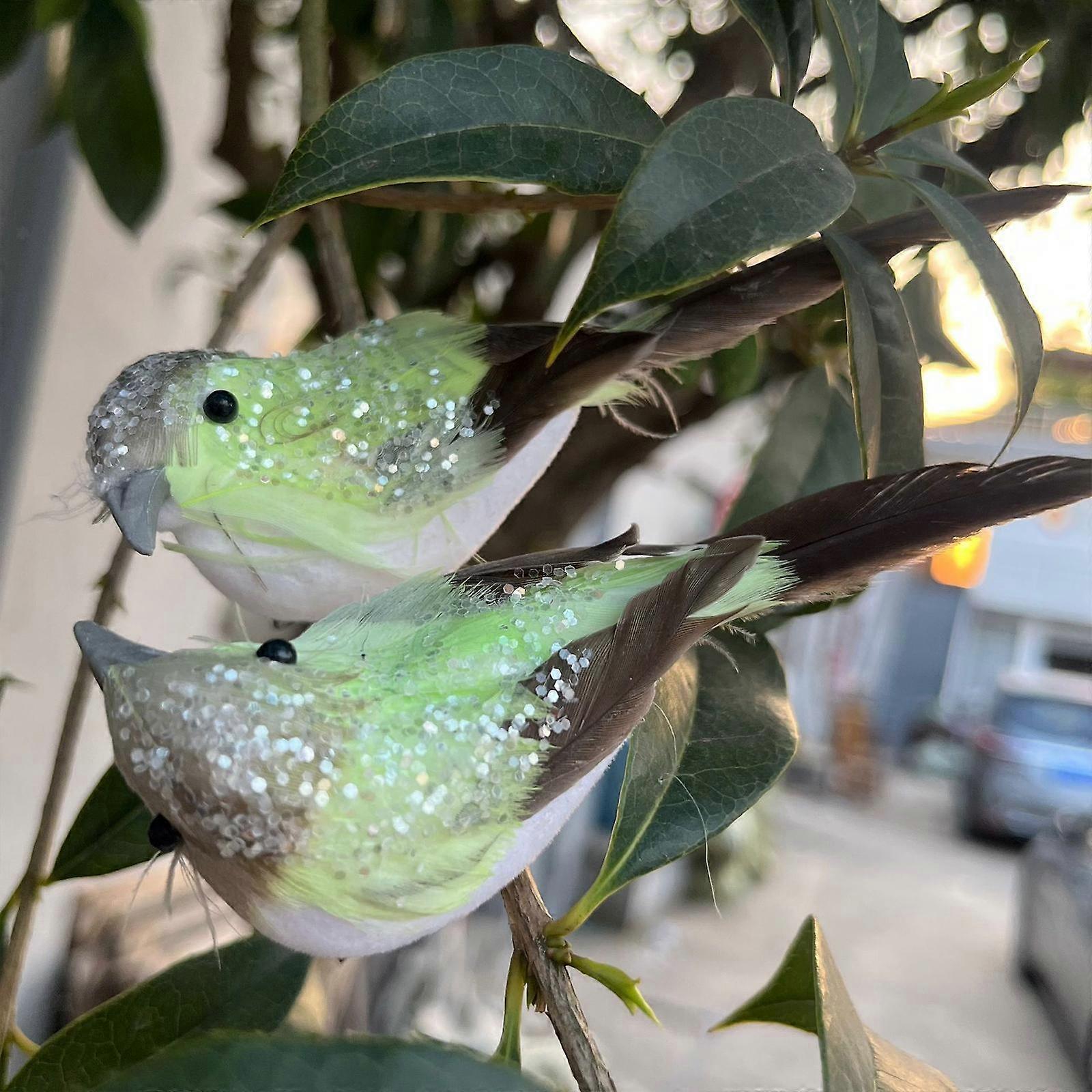 2 Pieces Simulation Foam Birds with Clip for Garden Decor Christmas Tree