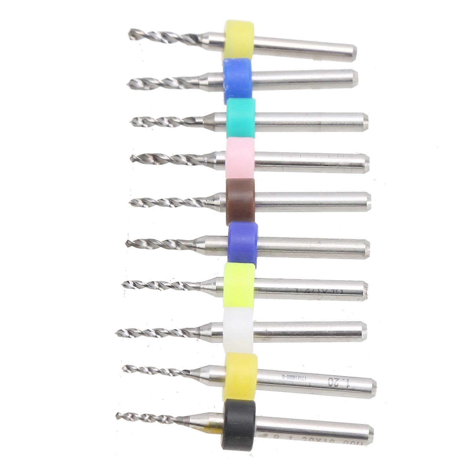 10Pcs Cemented Carbide Micro Drill Bit Set 1.2-2.1mm PCB
