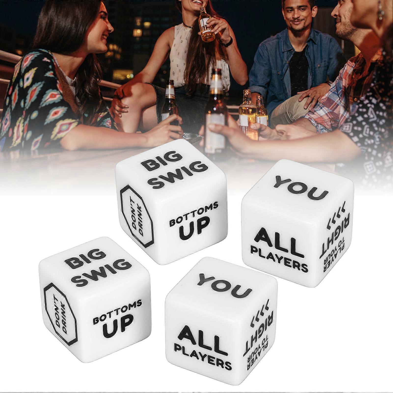 2 Set English Wine Order Dice White Lightweight Fun Action Instructions Dice for Table Games Family Gatherings 