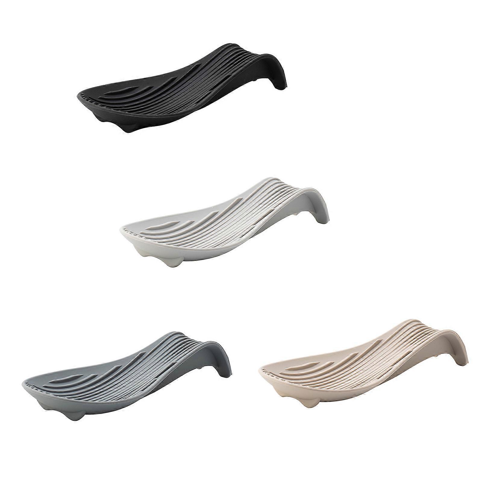 Heatproof Silicone Cooking Utensils Rest Striped Silicone Spatula Rest Set Efficient Spoon Tray for Cooking Enthusiasts Multicolor