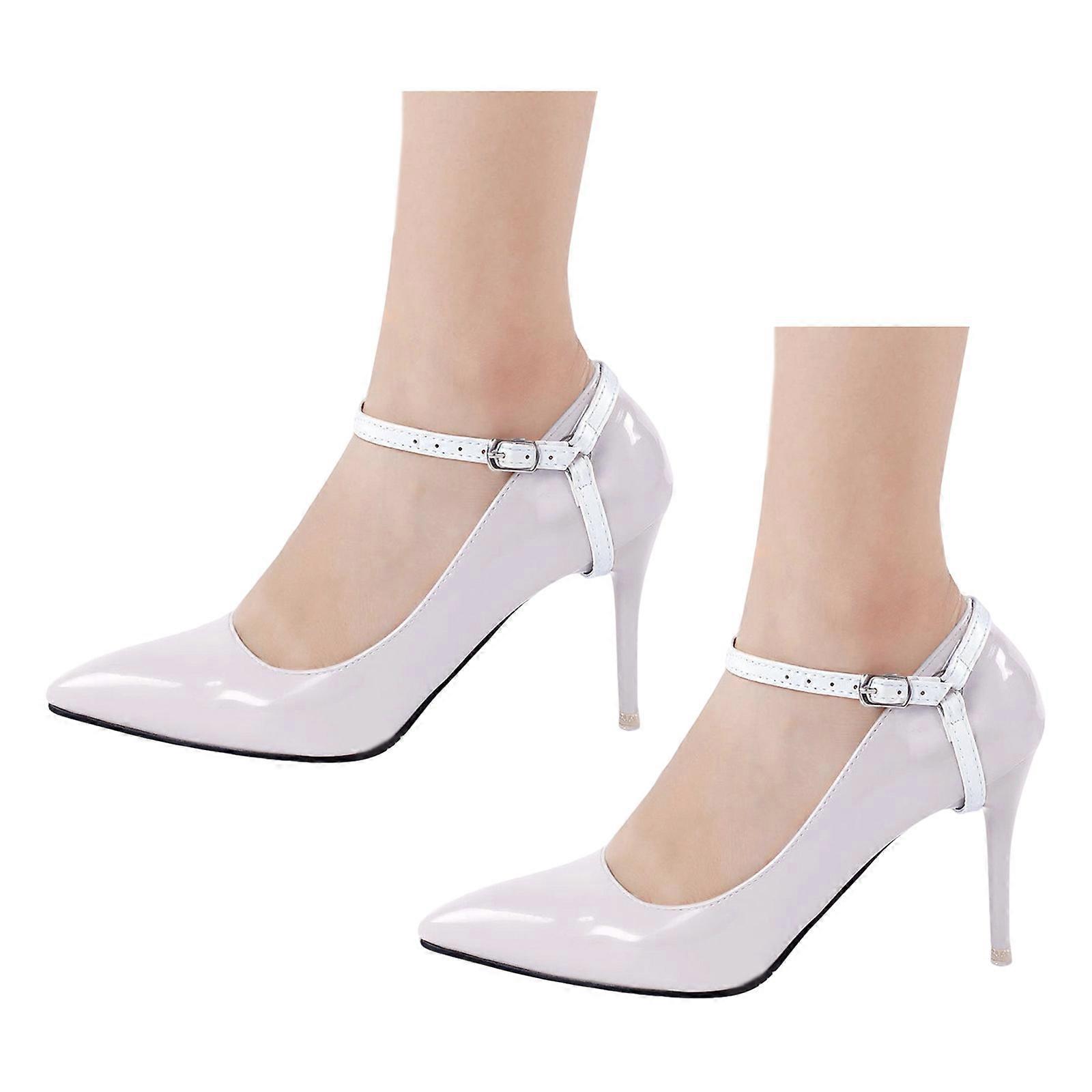 Permanent PU Shoe Holds Invisible Against Slip Heel Belts Easy To Install For Tall Stilettos  White