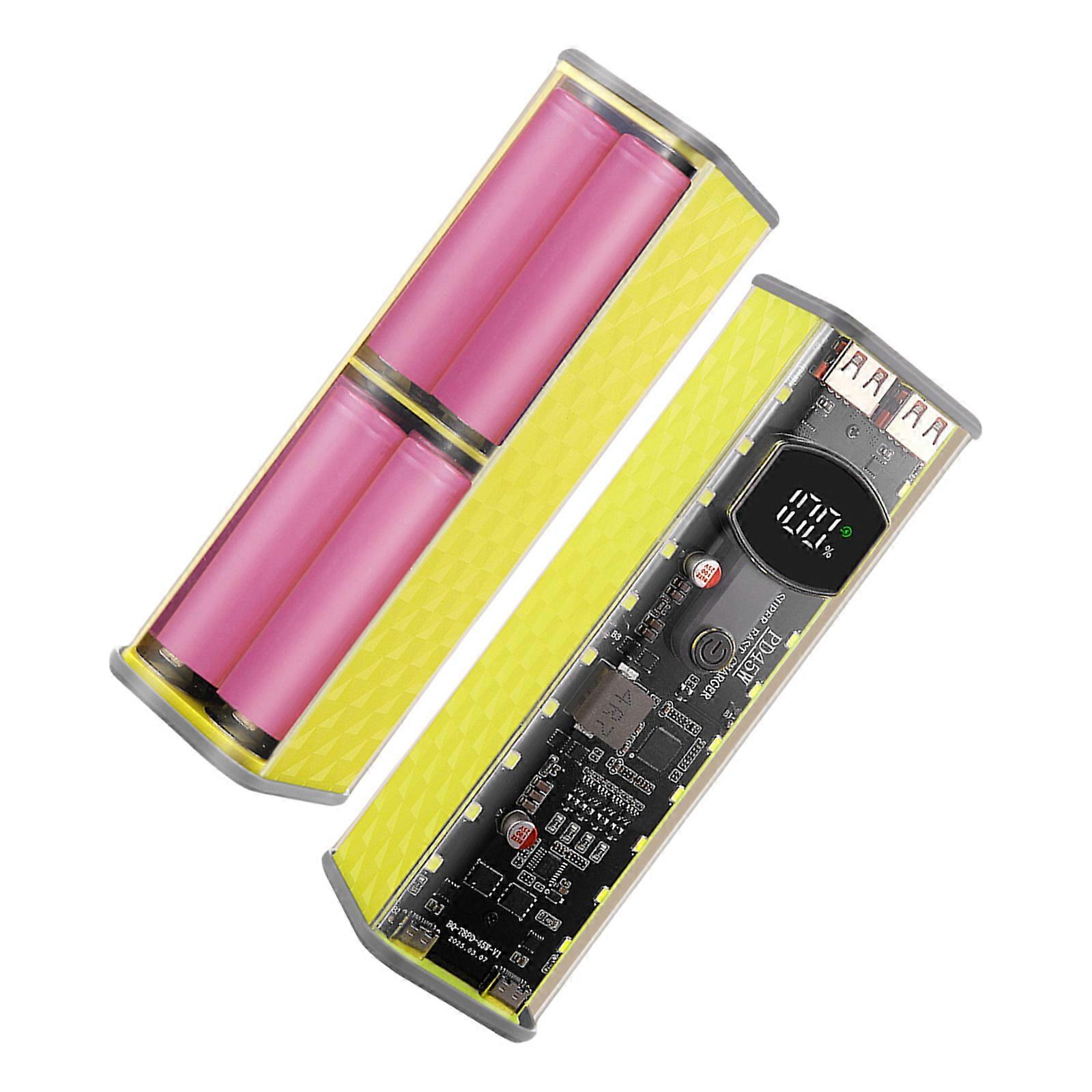 LED Illuminateds 45WPD Fast Charge Battery Case 8x18650 Holder Transparents ABS No Soldering Multicolor