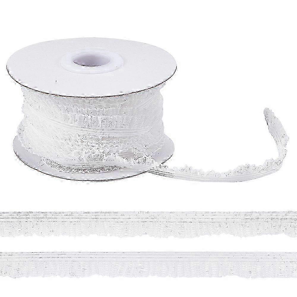 Polyester Elastic Stretch Lace Trim for Doll Clothes Sewing Craft Supplies White 3/8 inch(10mm) about 10.00 Yards(9.14m)/Roll
