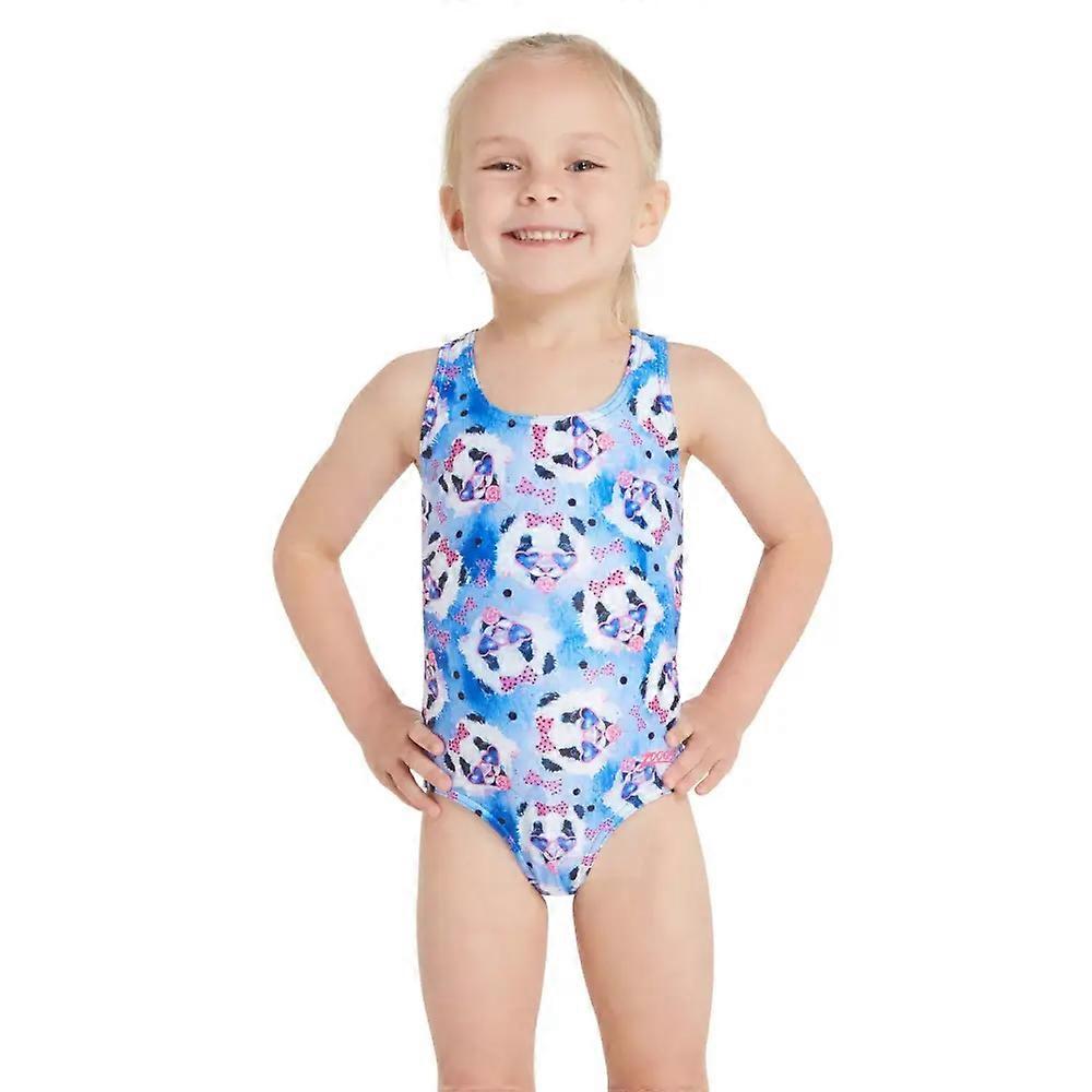 Zoggs Tots Girls Party 熊猫 Actionback 泳衣 - 蓝色