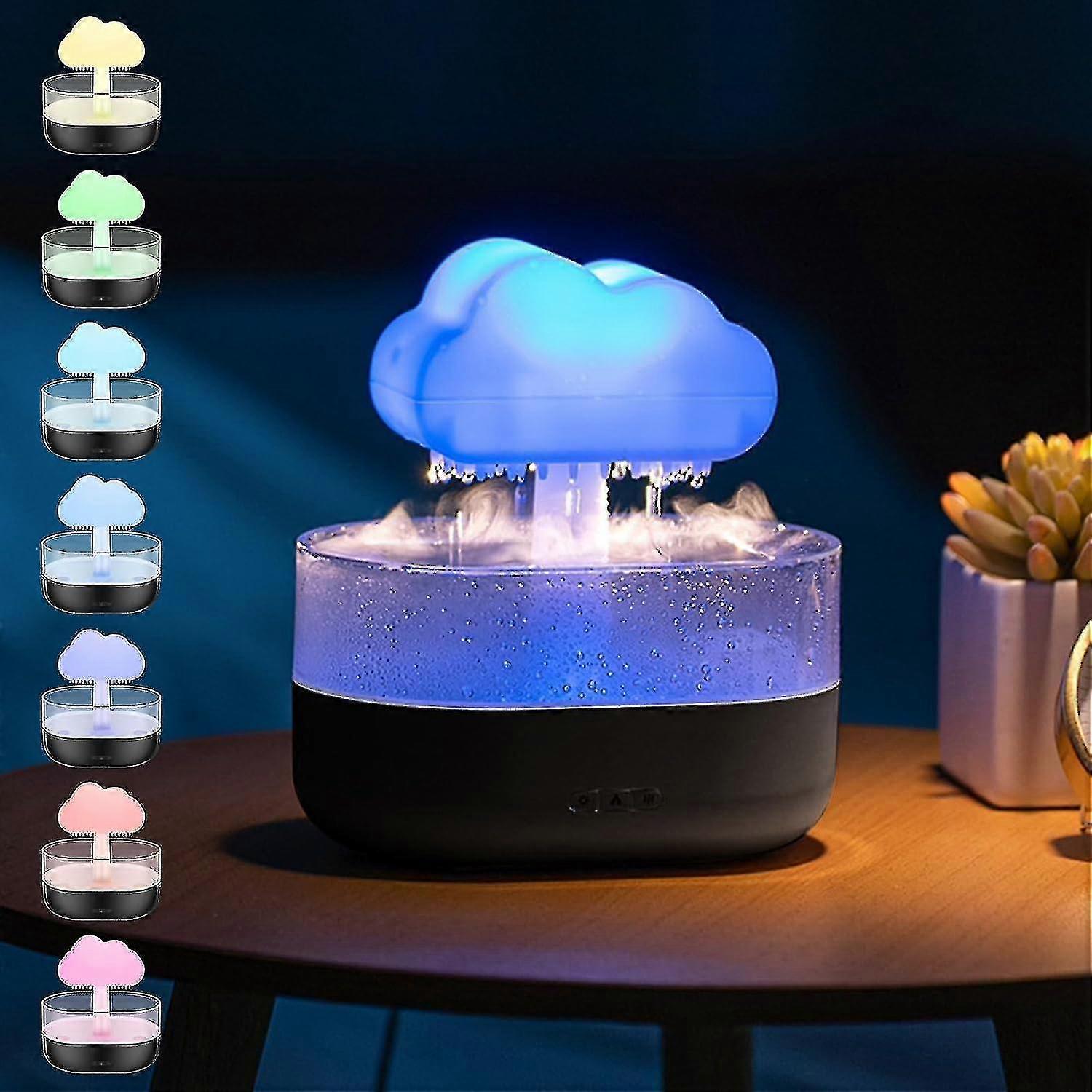 Essential oil diffuser for bedroom, rain cloud design with 7 colors