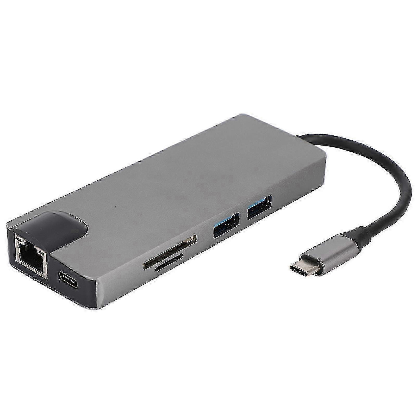 New Type C Ethernet Hub with Dual USB 3.0 Ports & HDMI for Memory Card Reading - Ideal for Notebook & Office Use