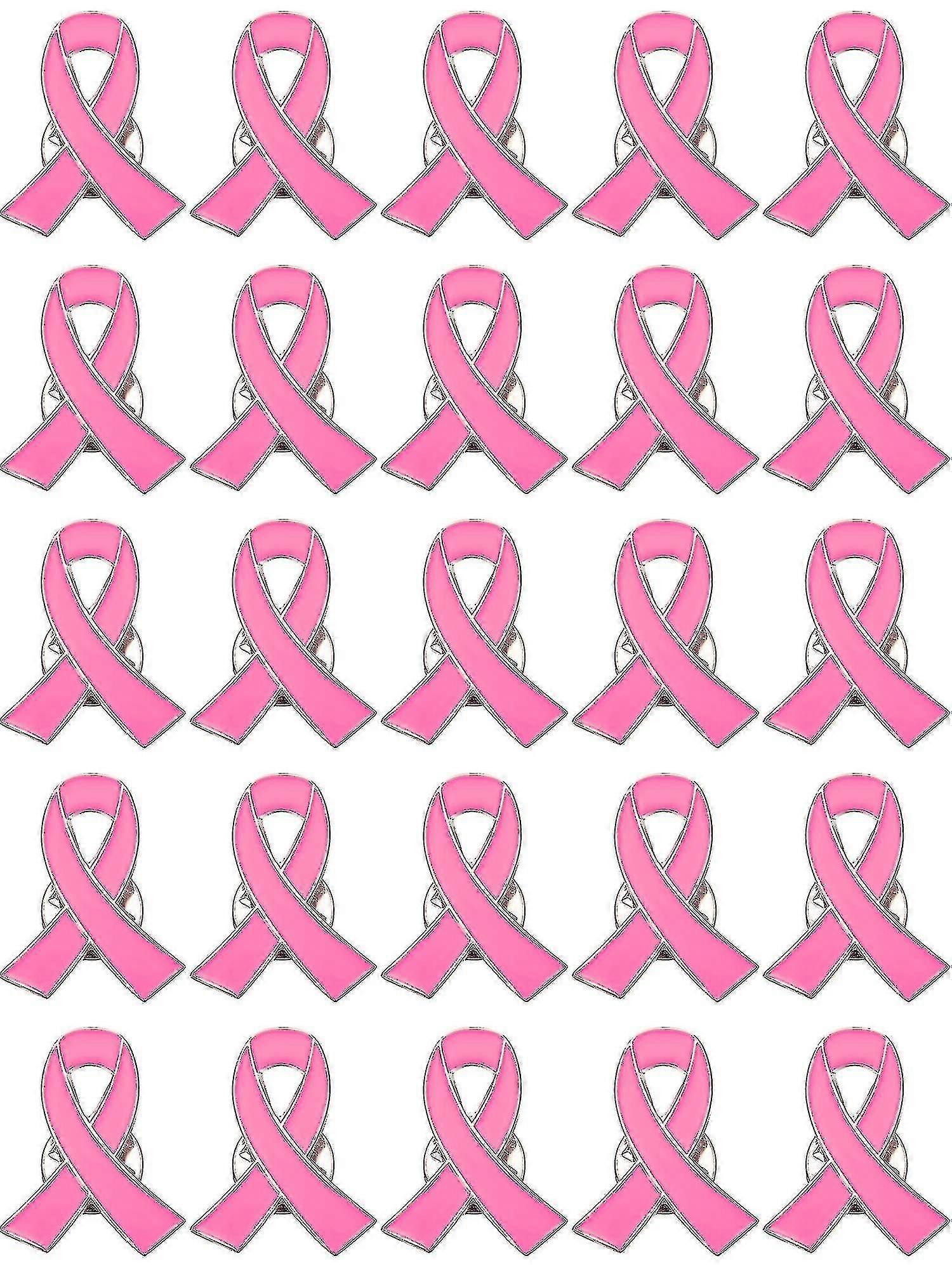 25pcs الثدي التوعية طية صدر العنق دبابيس الشريط الوردي دبابيس الأمل الشريط طية صدر العنق دبابيس بروش للنساء