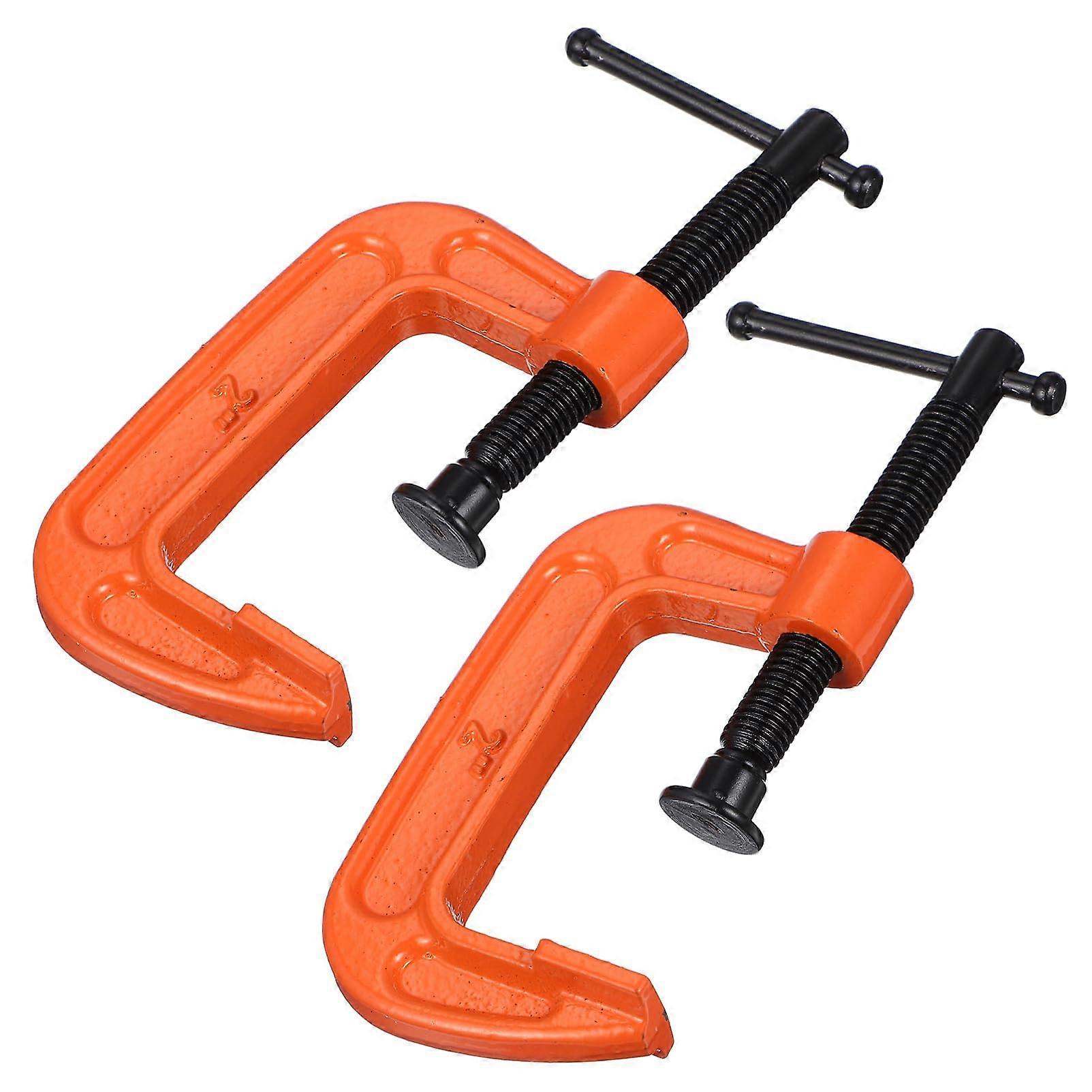 C Clamp 2Pack With Wide Jaw Opening For Woodworking Welding DIY Projects Tables And Balconies Orange