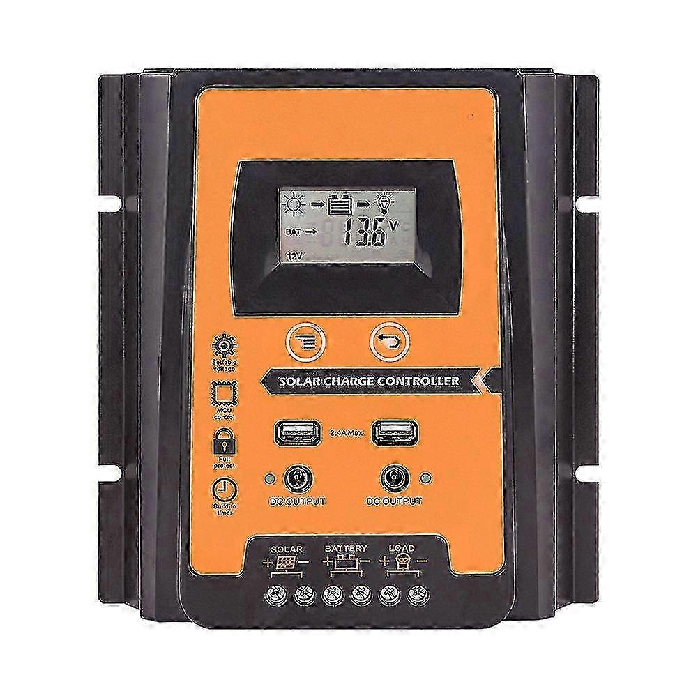 fornnerg 30A 12/24V LCD Display Dual USB Light Solar Charge Controller Panel Regulator